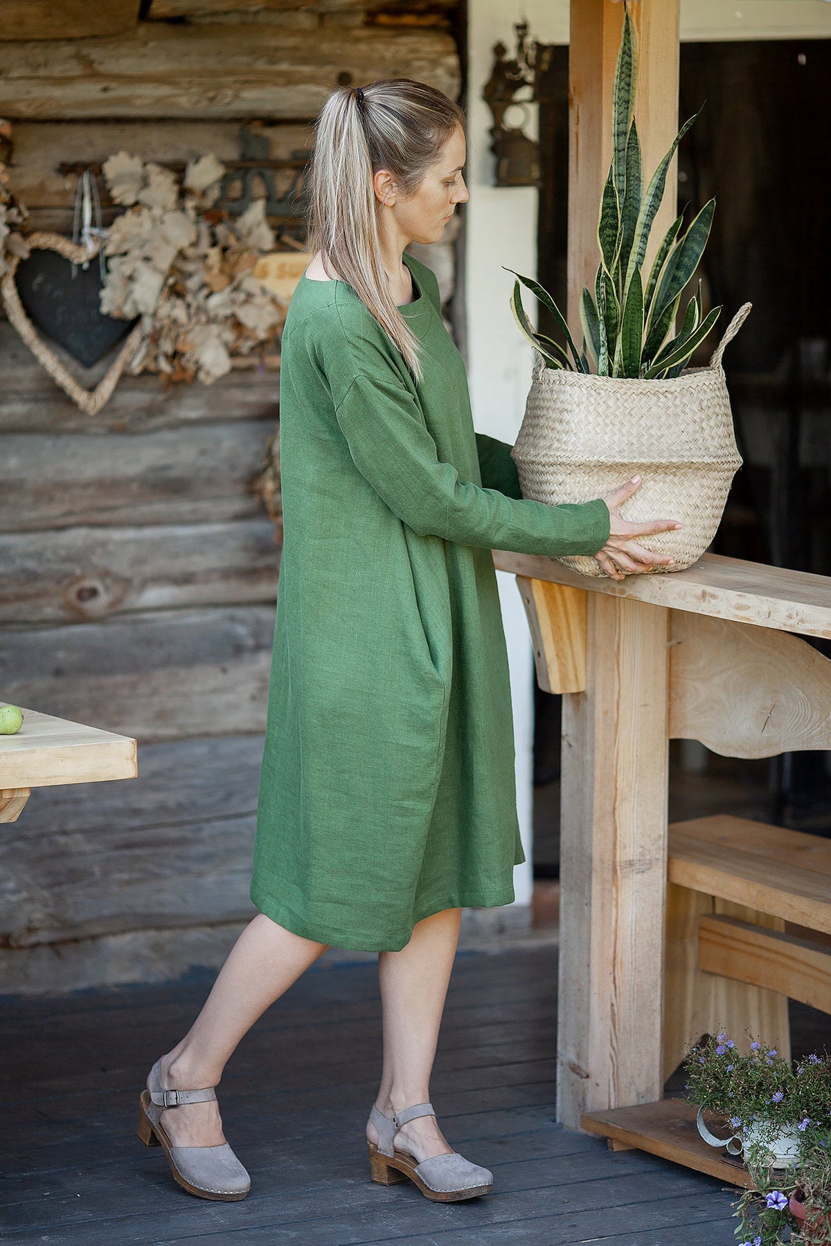 Loose Linen Tunic Dress 'Jo', Plus size Linen tunic - Linenbee Loose Linen Tunic Dress 'Jo', Plus size Linen tunic - Linenbee