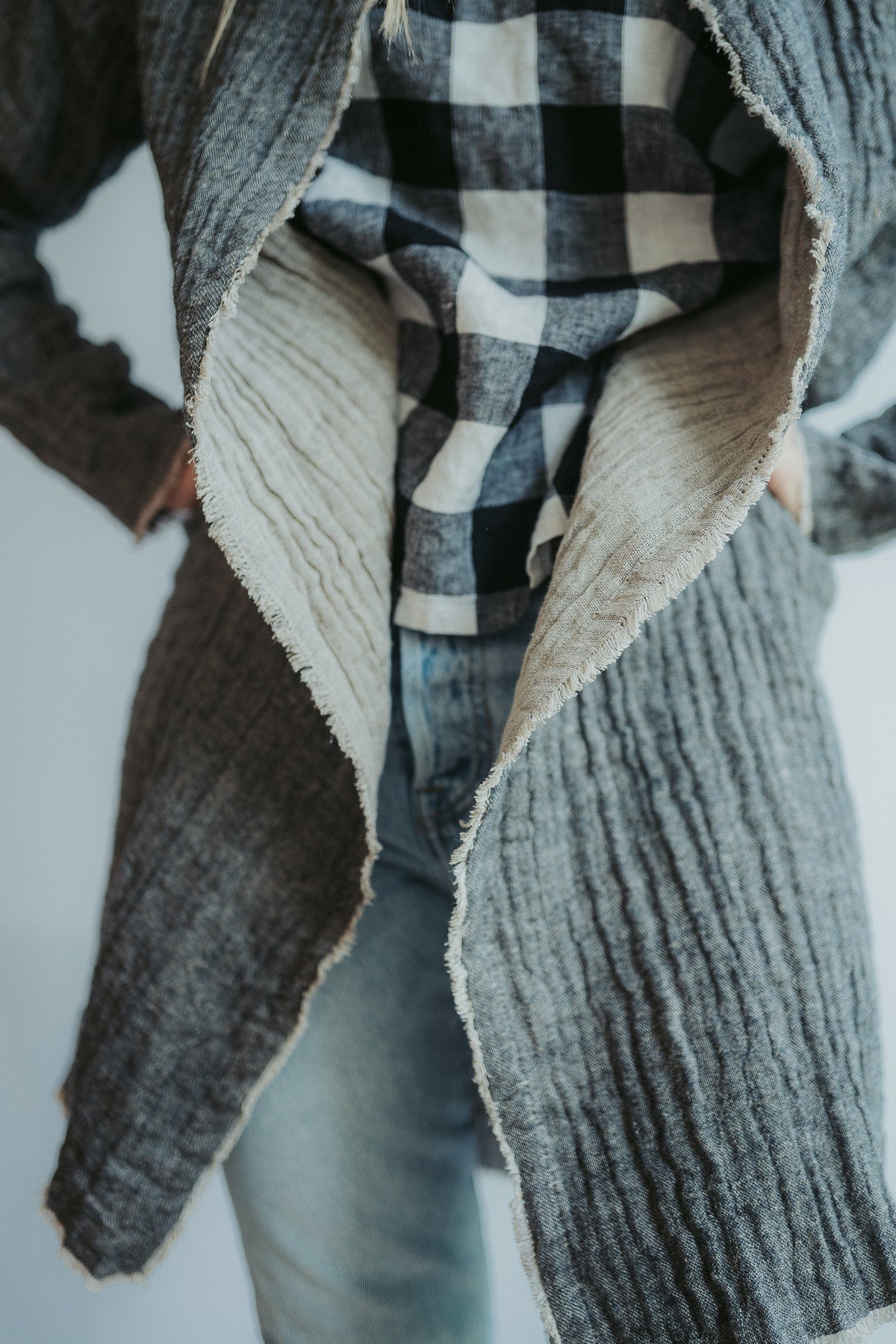 Linen and Wool Smock Jacket &amp;#39;Berta&amp;#39;, Linen Blazer for Women, Linen Coat, Linen Cardigan