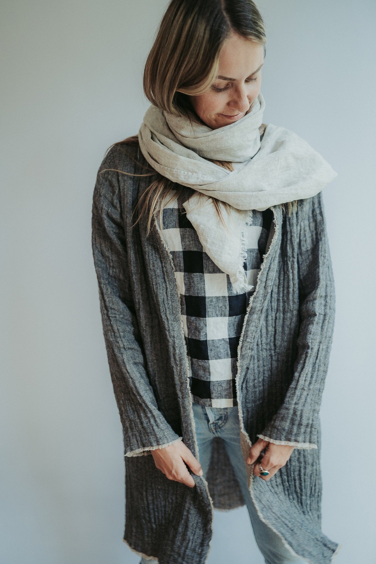 Linen and Wool Smock Jacket &amp;#39;Berta&amp;#39;, Linen Blazer for Women, Linen Coat, Linen Cardigan