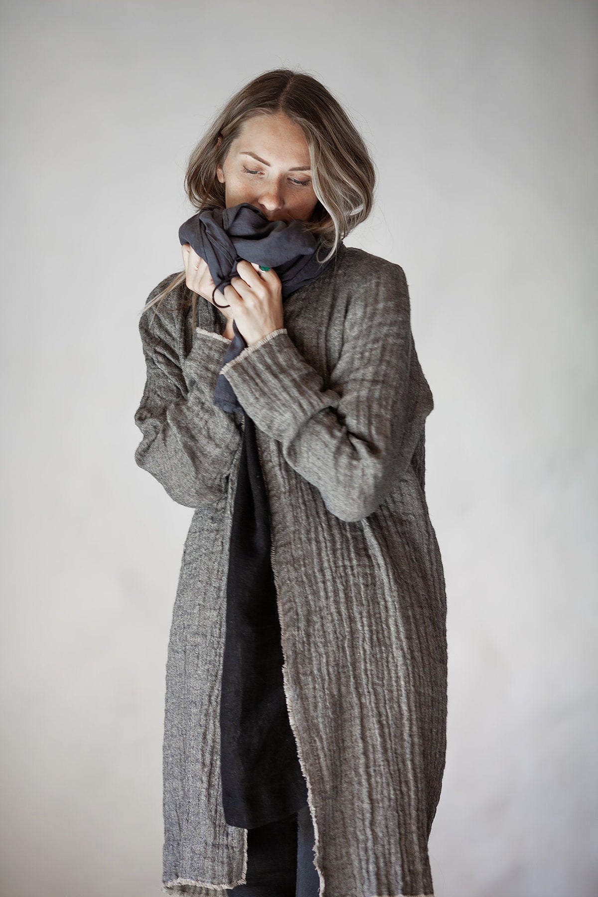 Linen and Wool Smock Jacket 'Berta', Linen Blazer for Women - Linenbee