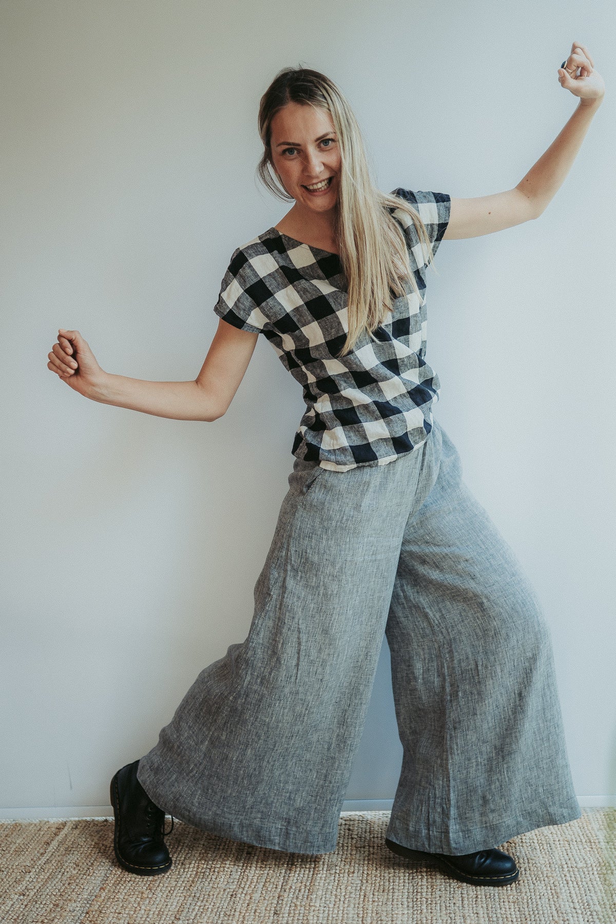 Cropped Wide Leg Pants, Skirt Pants Linen - Linenbee