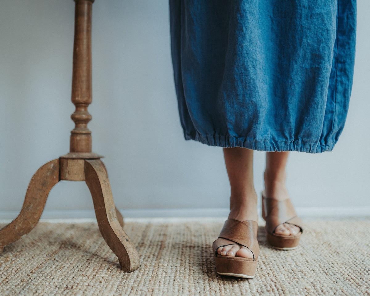 Linen balloon skirt for women, Linen Midi skirt, Womens linen skirt, Maxi skirt boho, Dark blue skirt, Skirt with Pockets, Summer Skirt