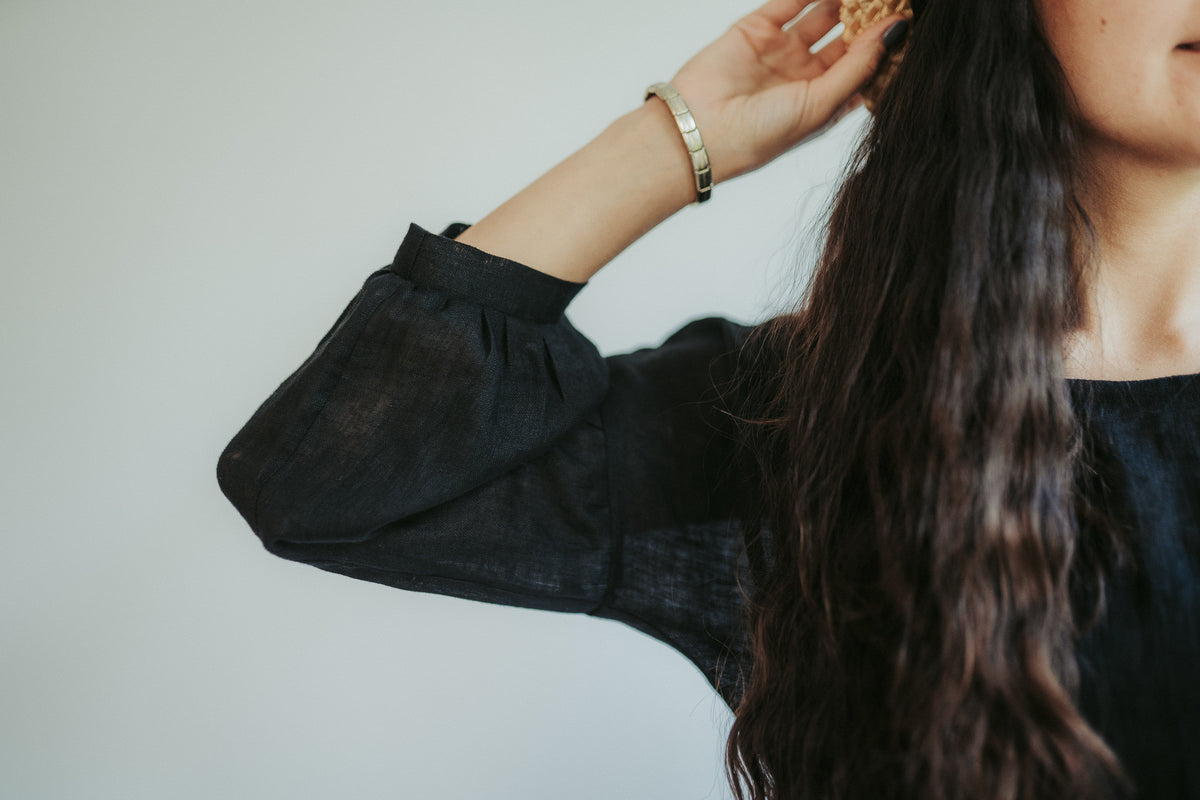 Gauze Linen Dress &amp;#39;Cecilia&amp;#39;, Boho Midi Dress, Long Womans Dress, Maxi Dress, Edwardian Dress, Black Dress, Gothic Dress, Black Maxi Dress