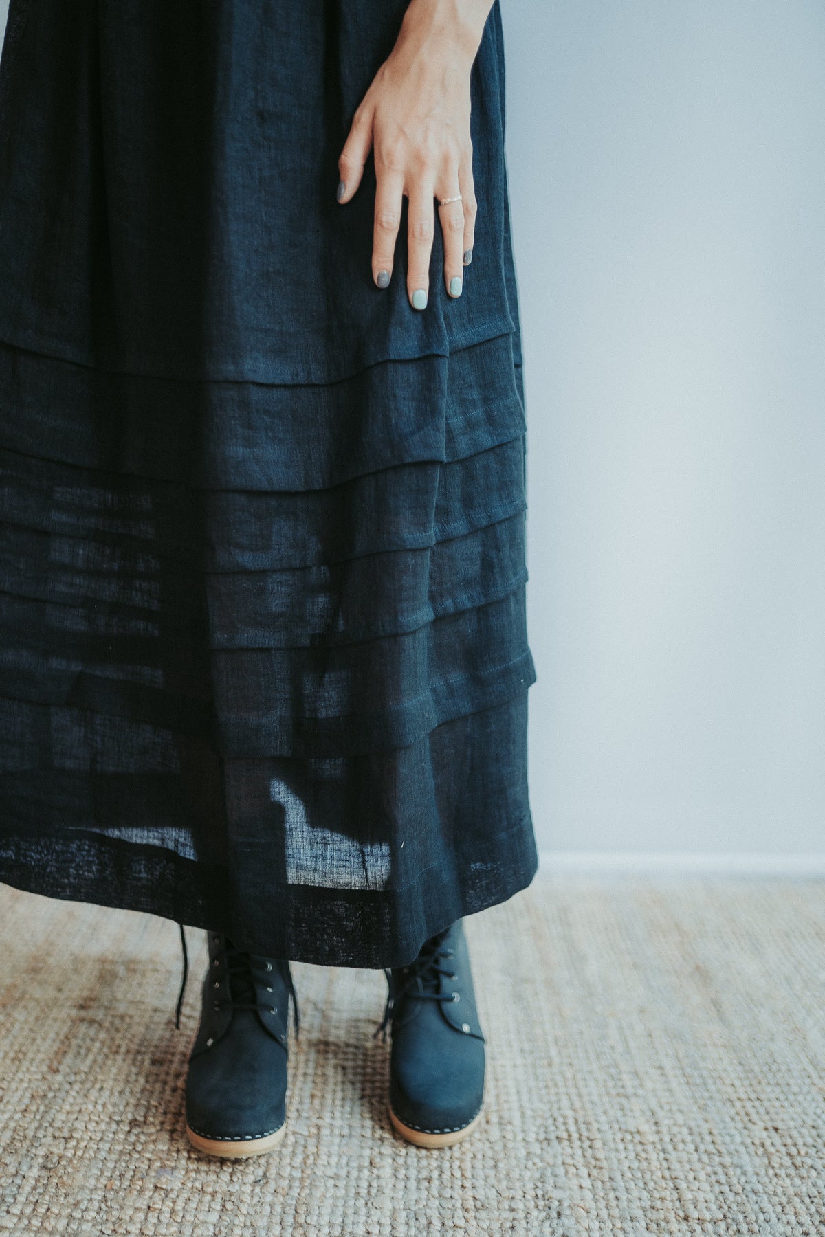 Gauze Linen Dress &amp;#39;Cecilia&amp;#39;, Boho Midi Dress, Long Womans Dress, Maxi Dress, Edwardian Dress, Black Dress, Gothic Dress, Black Maxi Dress