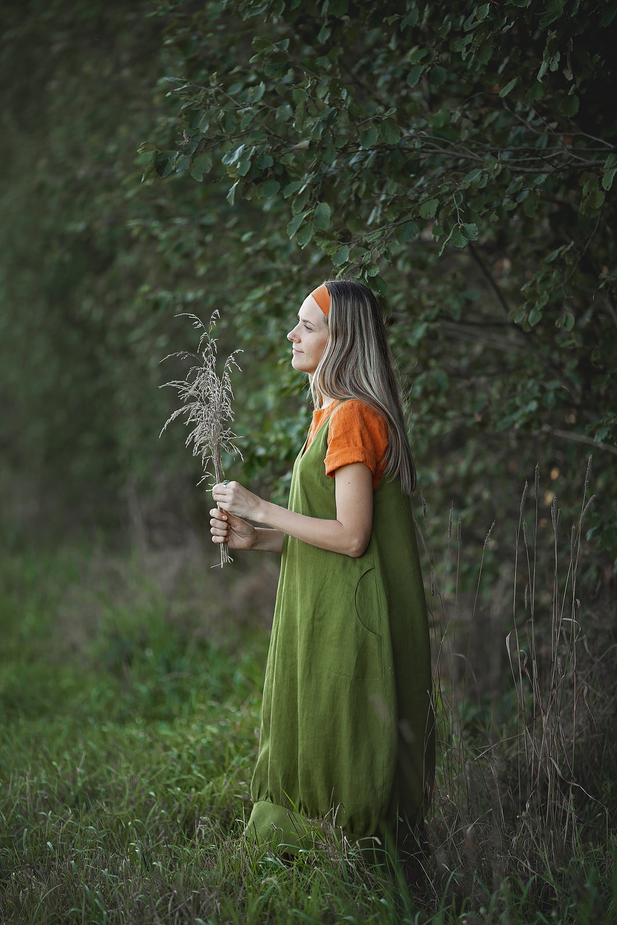 Linen Pinafore Dress &amp;#39;Mary Lou&amp;#39;, Smock Dress Linen, Linen Dress Women, Plus size Linen tunic dress, V neck linen dress, linen midi dress