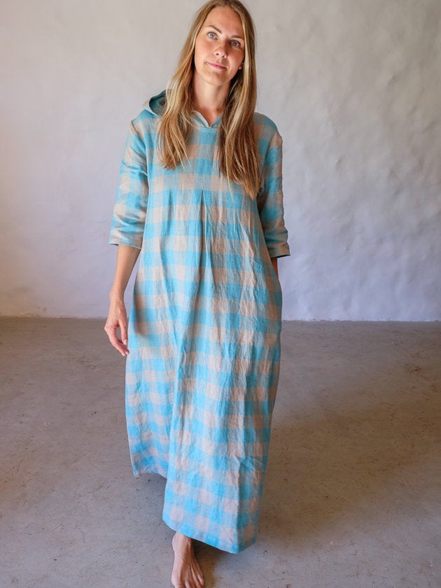 Linen kaftan 'Rose' Linen robe Women, Robe with Hood - Linenbee Linen kaftan 'Rose' Linen robe Women, Robe with Hood - Linenbee