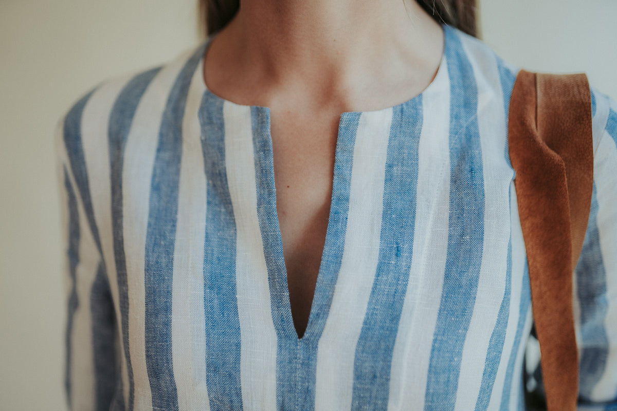 Linen V Neck Shirt for Women &amp;#39;Tina&amp;#39;, Striped Linen Shirt, Womens Shirt, Linen Shirt, plus size shirt, Tunic Shirt, Linen Top, Women Blouse