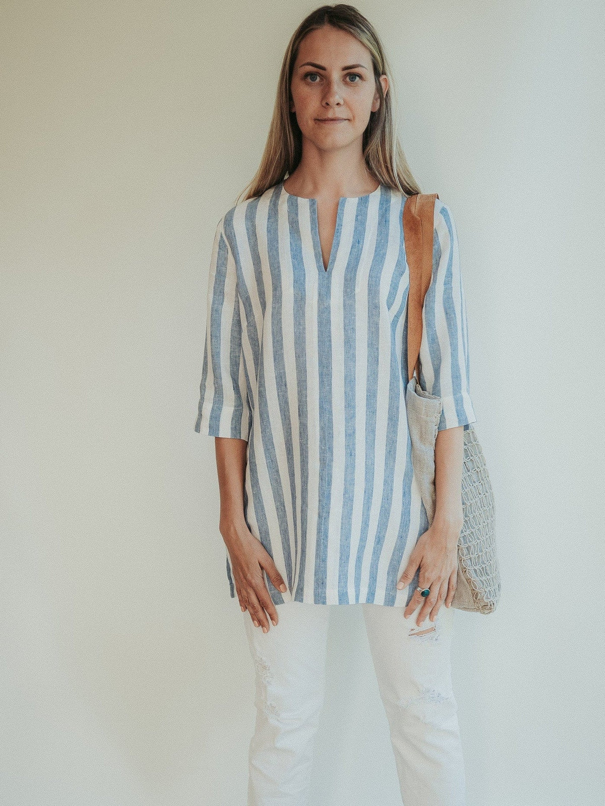 Linen V Neck Shirt for Women &amp;#39;Tina&amp;#39;, Striped Linen Shirt, Womens Shirt, Linen Shirt, plus size shirt, Tunic Shirt, Linen Top, Women Blouse