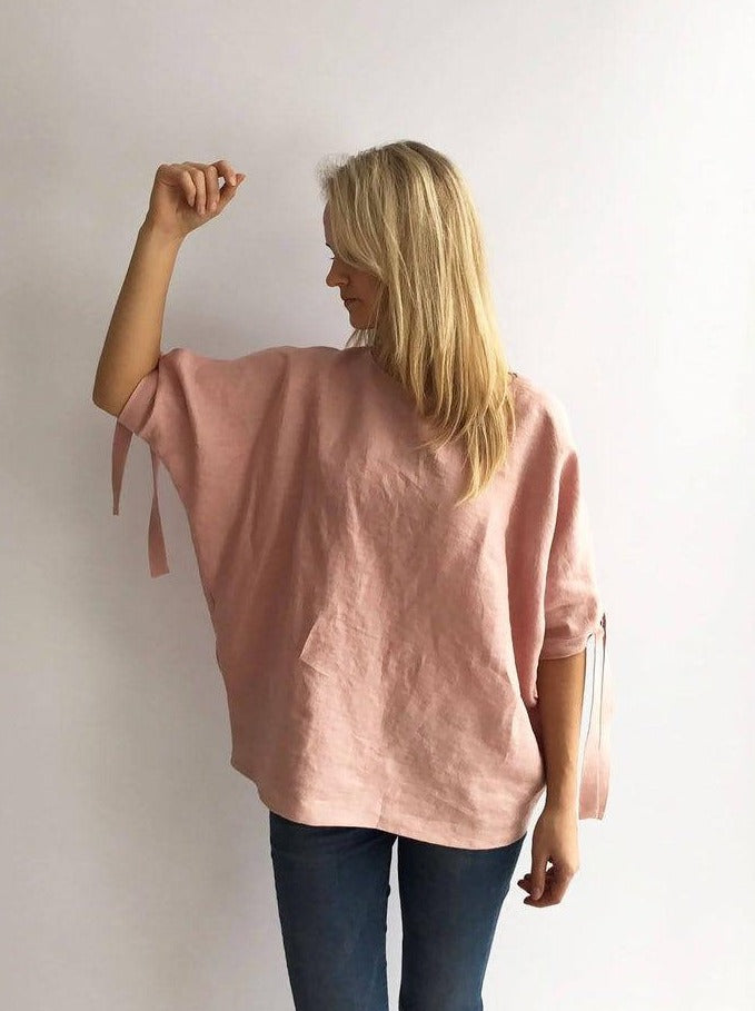 Ready to Ship:Loose linen top, Size XXL, Loose top, Linen Blouse, Loose Blouse, Linen Top, Linen Blouse, Batwing Blouse, Plus size top