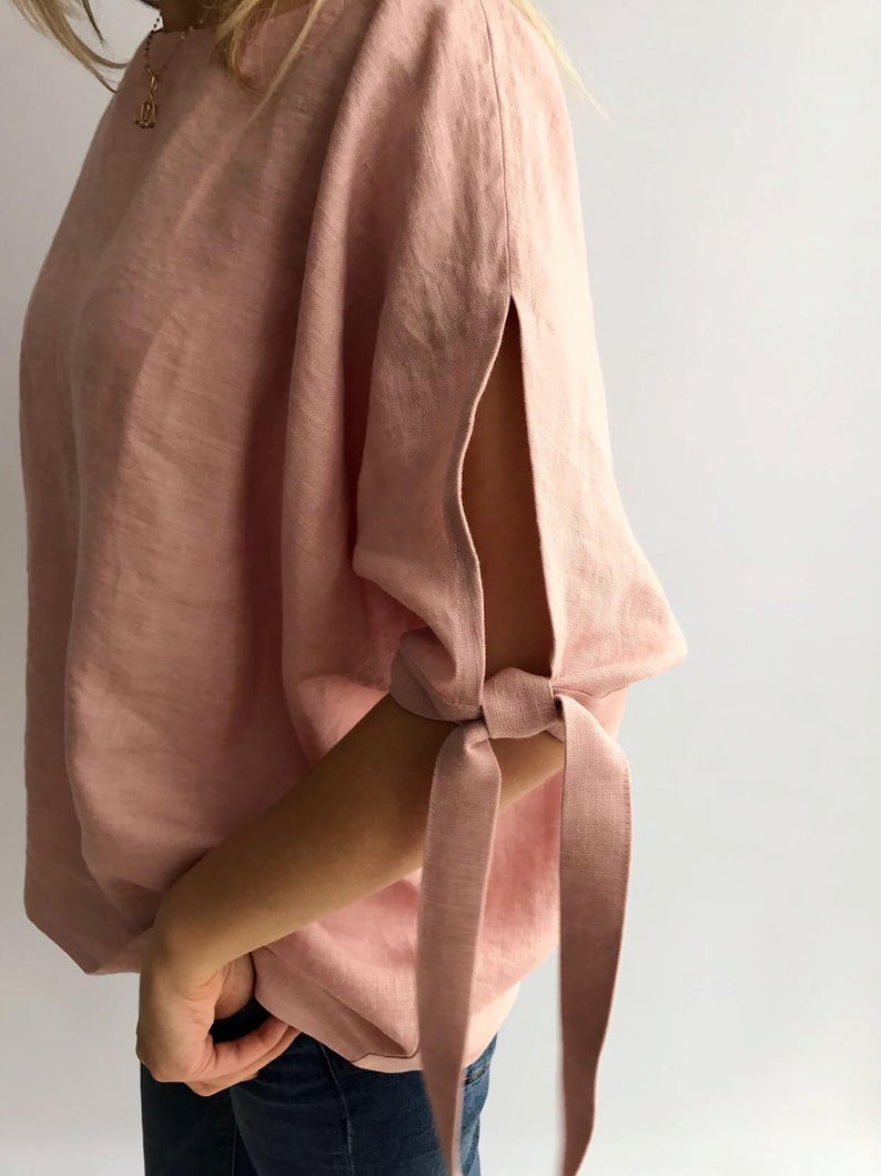 Ready to Ship:Loose linen top, Size XXL, Loose top, Linen Blouse, Loose Blouse, Linen Top, Linen Blouse, Batwing Blouse, Plus size top