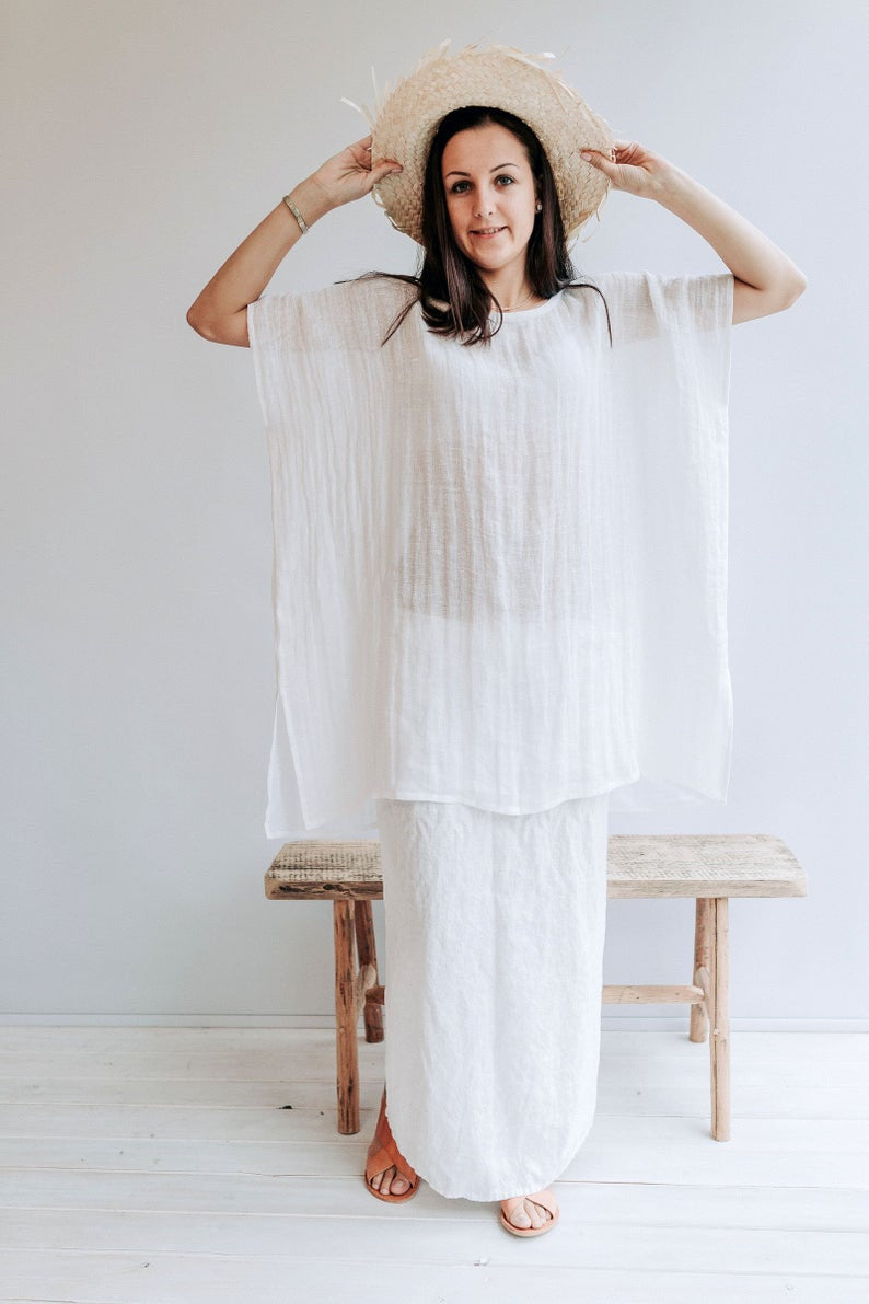 Ready to Ship: Beach Cover Up from Gauzy Linen, Size L-XL, Coverup Sheer, Gauzy Lightweight Coverup Swim Beach Cover Up Dress Plus size