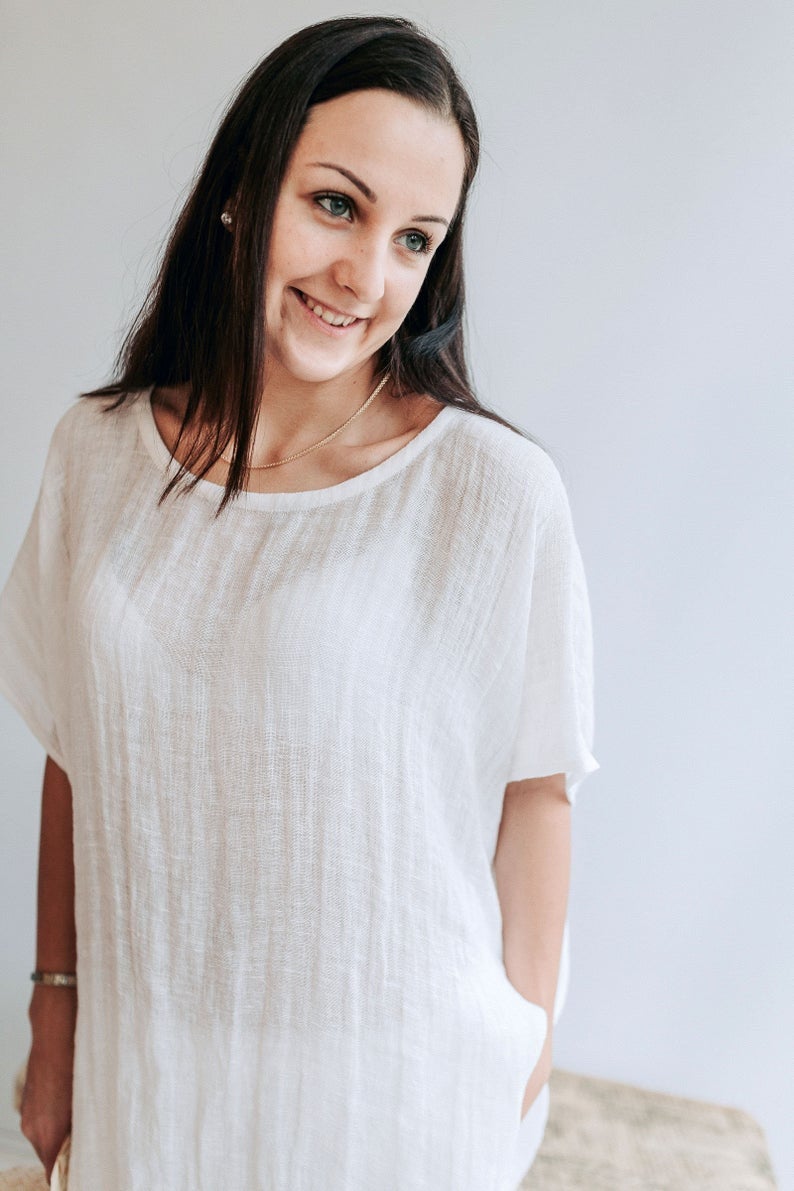 Ready to Ship: Beach Cover Up from Gauzy Linen, Size L-XL, Coverup Sheer, Gauzy Lightweight Coverup Swim Beach Cover Up Dress Plus size