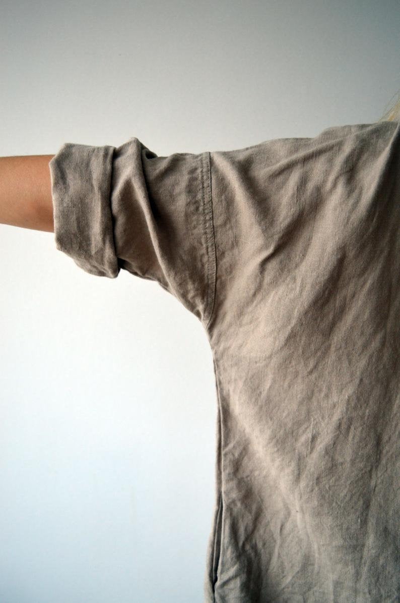 Ready to Ship: Linen Tunic Dress, Size XL, Oversized Tunic, womens tunic, plus size tunic, linen tunics for women, linen dress with sleeves