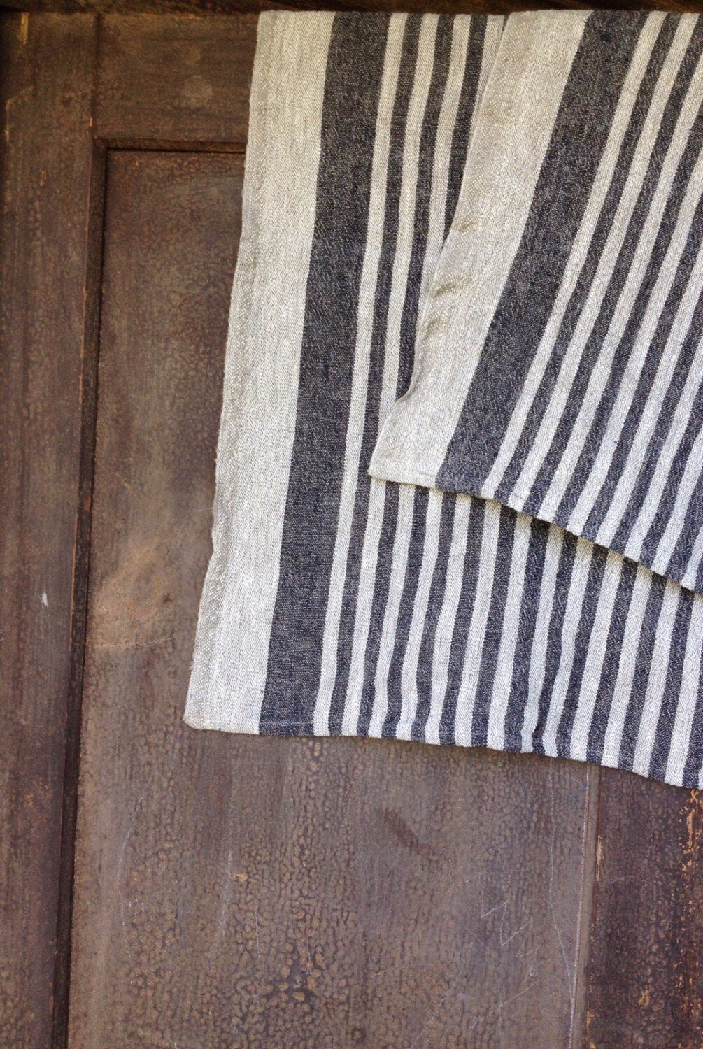 Set of Four Durable Linen tea towels, Thick Dish towels, kitchen towels, striped linen towels by Linenbee