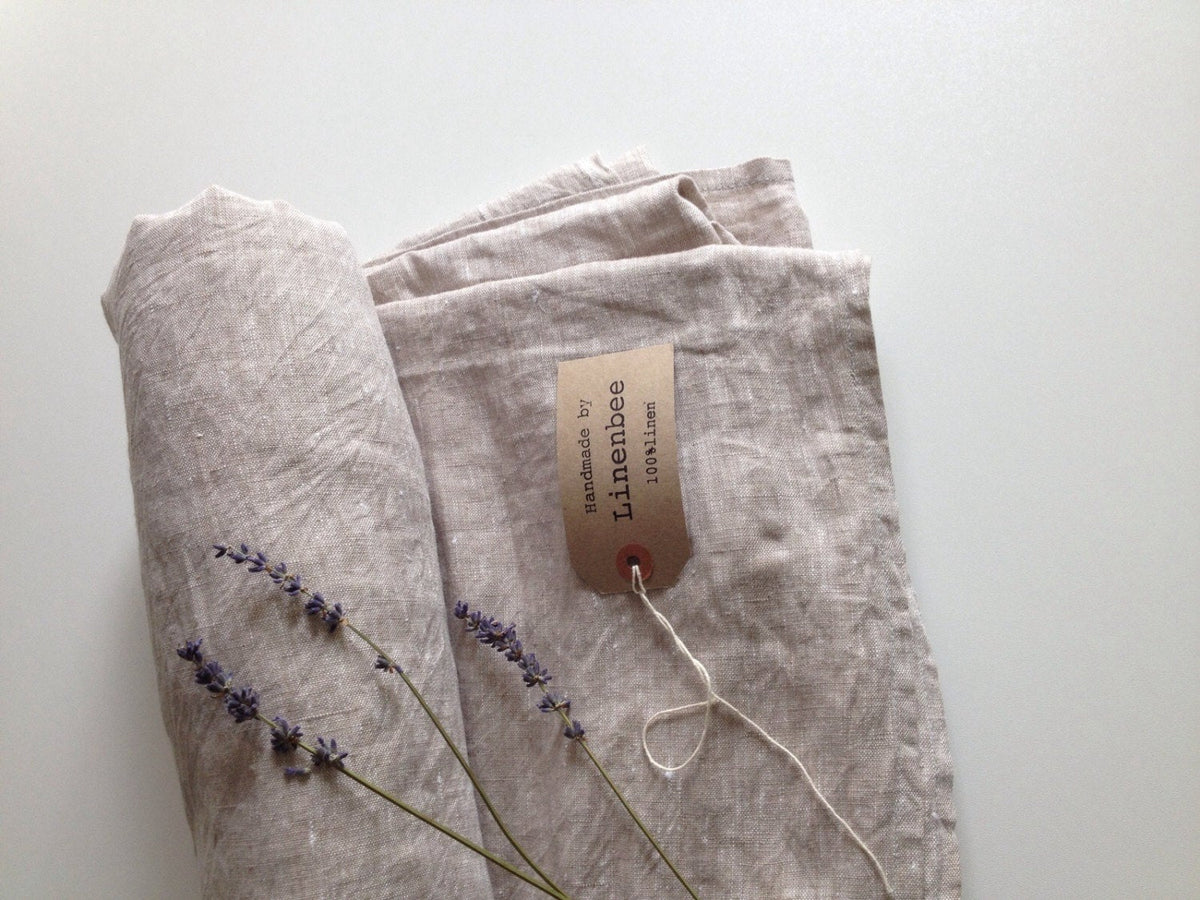 Linen sheet, flat linen sheet, softened linen sheet, pure linen upper sheet by Linenbee