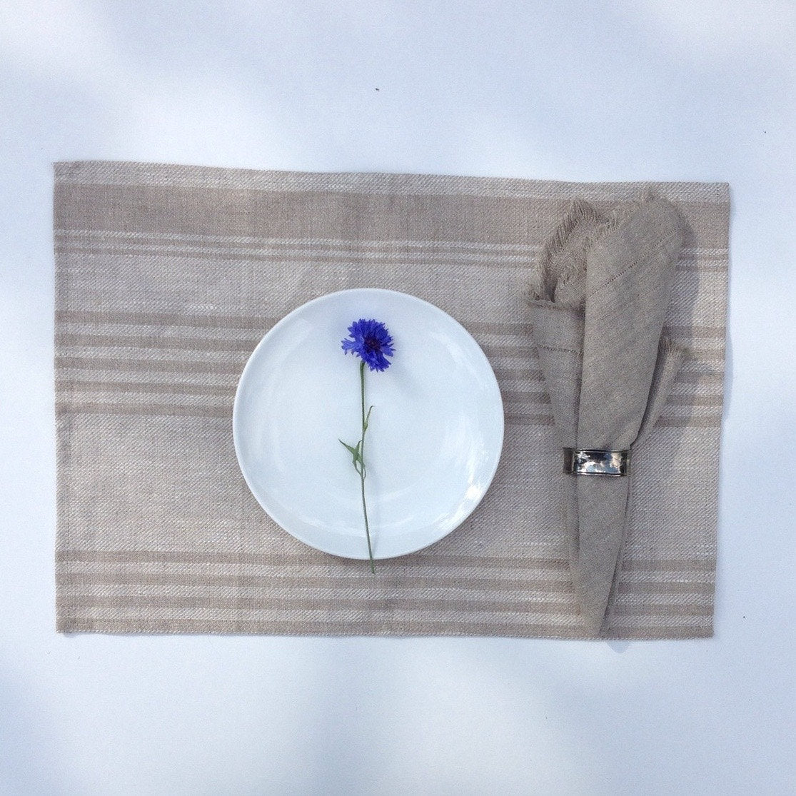 Linen Napkins, Set of Six Natural Cloth Napkins, Cloth Dining Napkins, Frayed Napkins, Large Table Napkins  by Linenbee