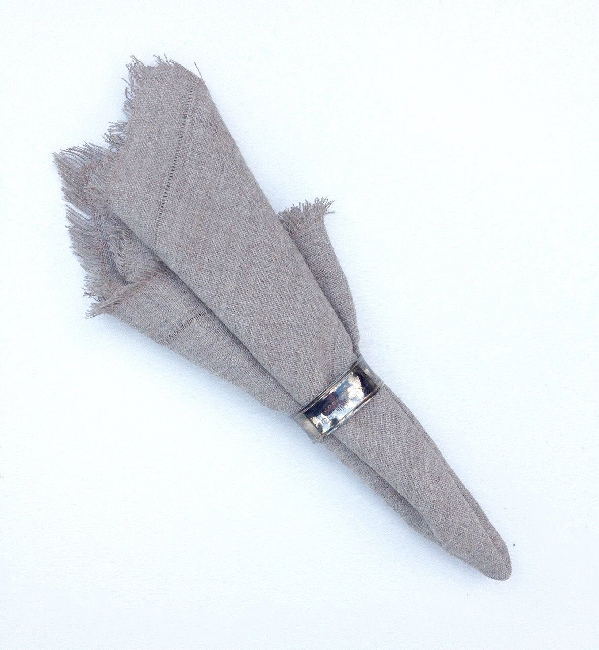 Linen Napkins, Set of Six Natural Cloth Napkins, Cloth Dining Napkins, Frayed Napkins, Large Table Napkins  by Linenbee