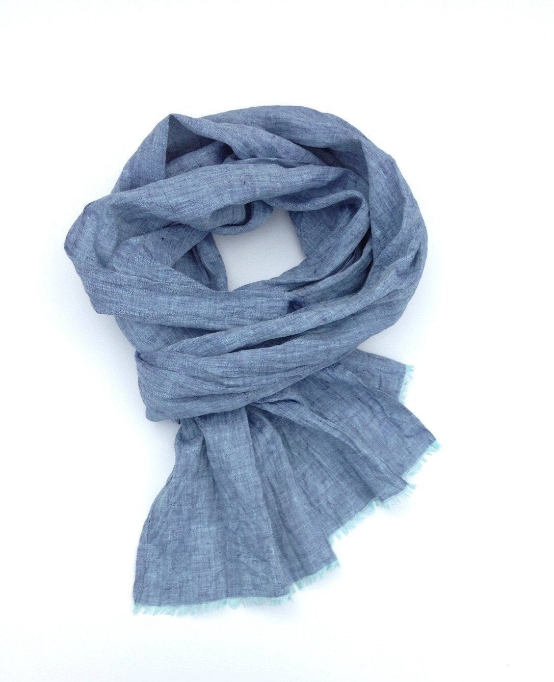 Blue Linen Scarf - Linenbee