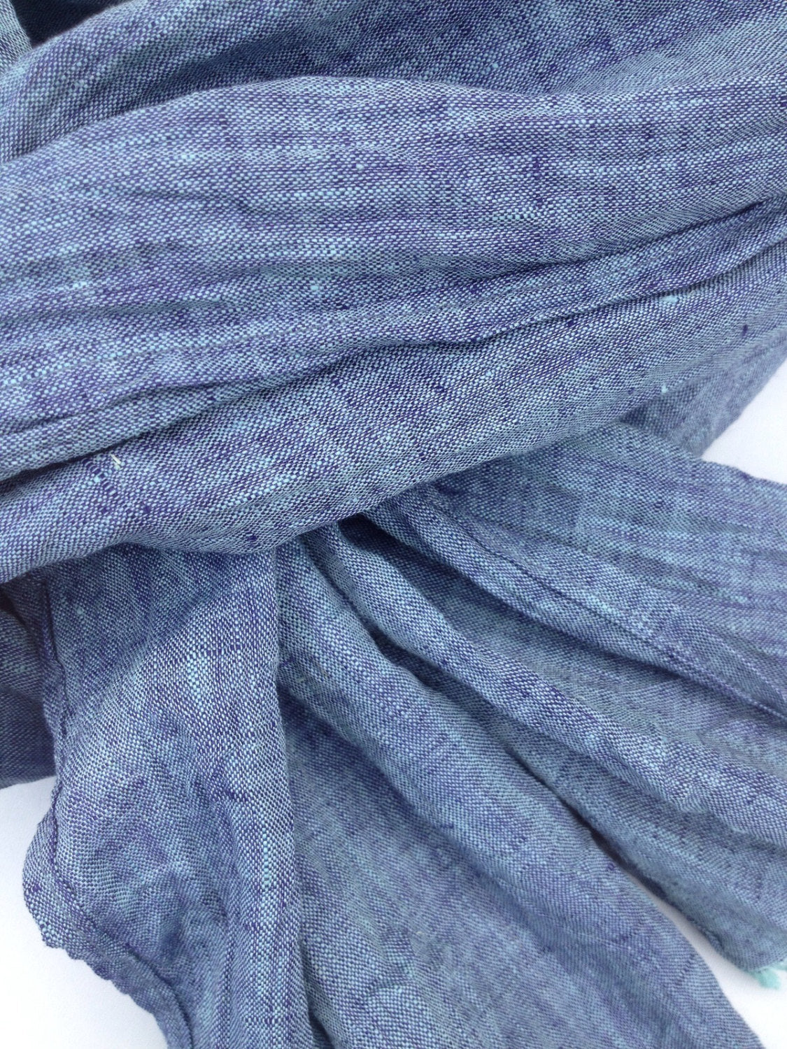 Blue Linen Scarf - Linenbee