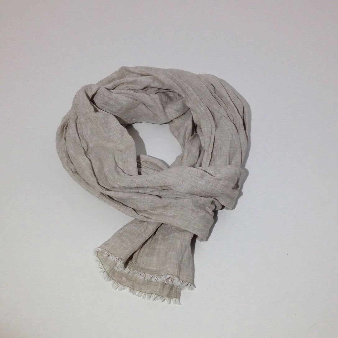 Linen Scarf FREE Shipping Soft Sand Brown colour, Linen Shawl for Men or Women, Husband gift, Mothers gift, Mothers day gift, natural linen