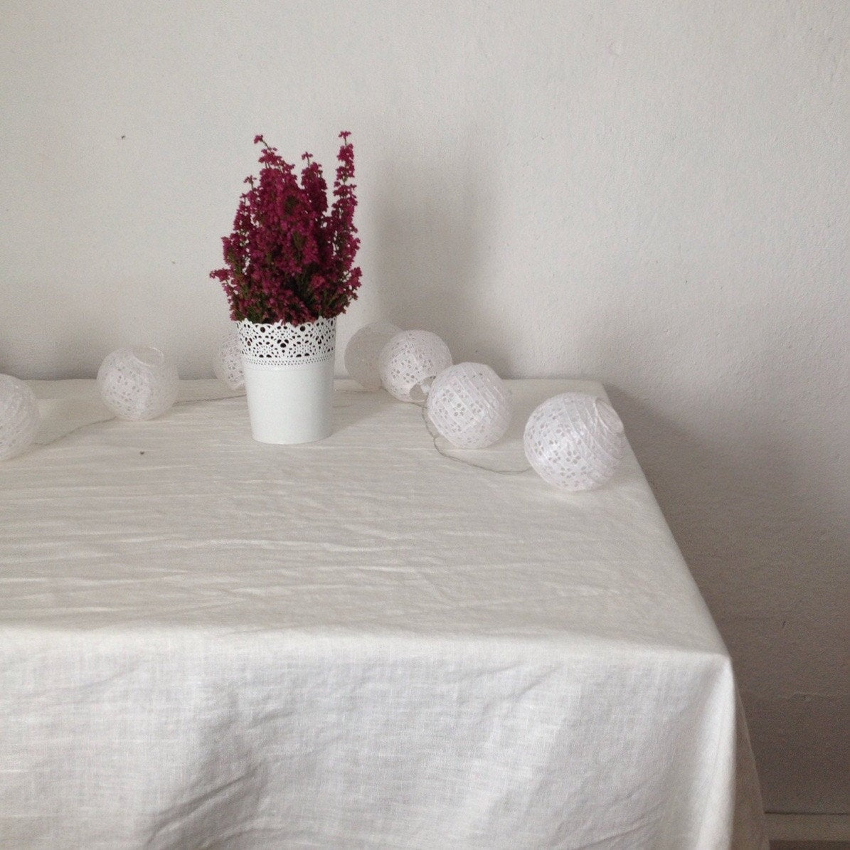 White Linen Tablecloth, Stonewashed European Linen, Rectangle Tablecloth, Extra large tablecloth, Oval Tablecloth by Linenbee