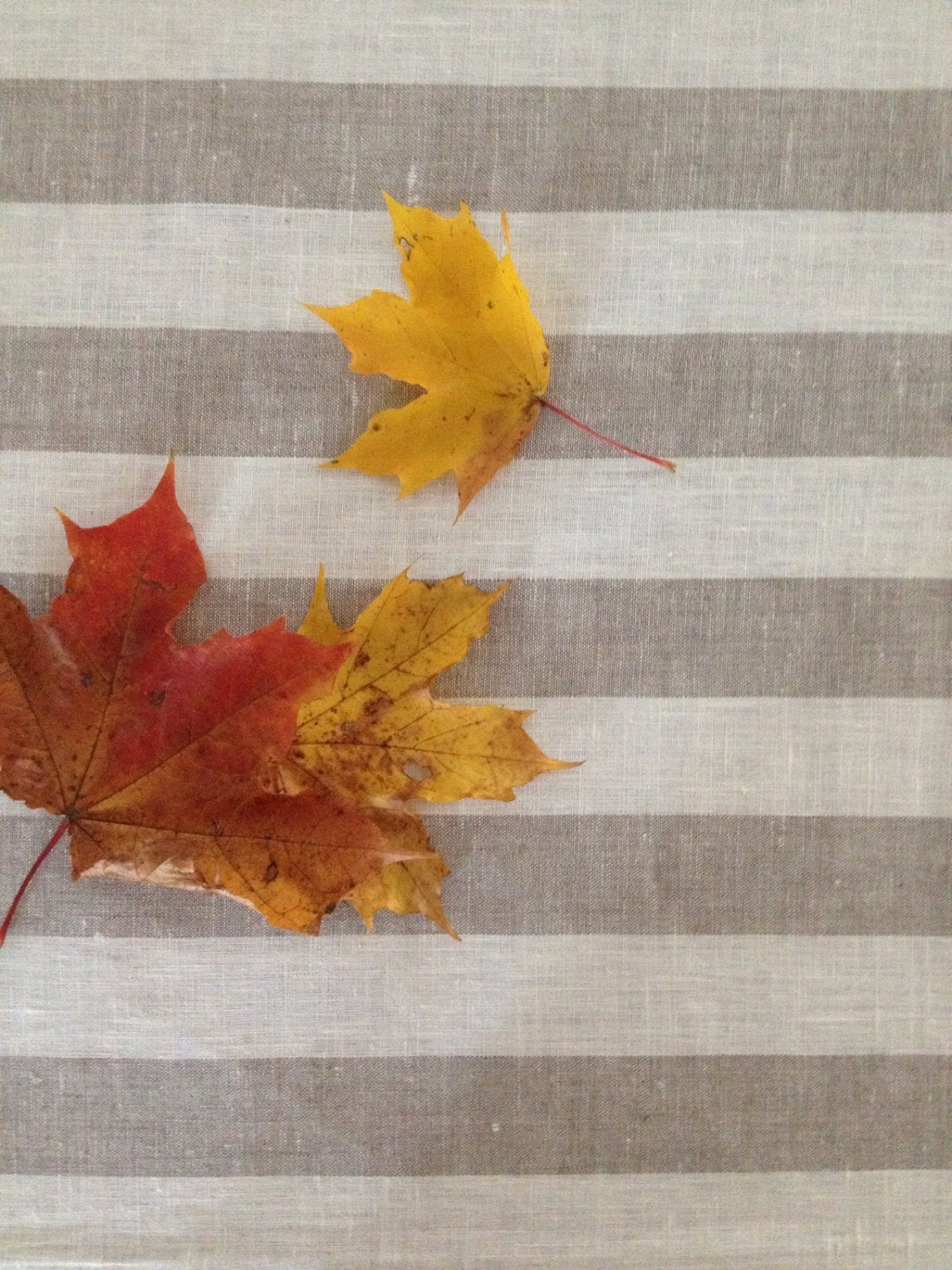 Linen tablecloth, striped tablecloth, ivory and light brown softened linen tablecloth, square tablecloth by Linenbee