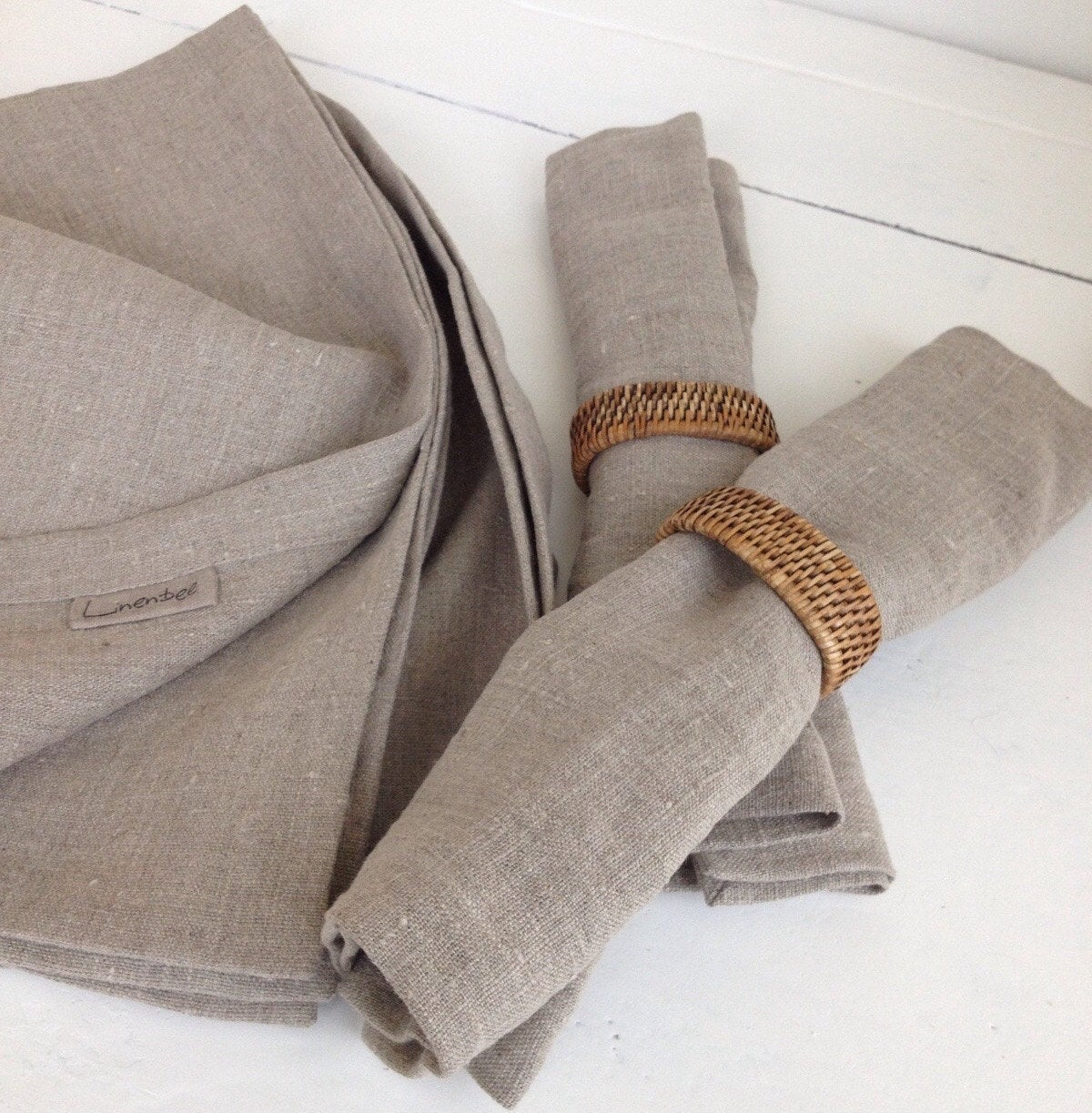 Linen Napkins, Set of Six Natural Cloth Napkins, Cloth Dining Napkins, Large Table Napkins, Wedding Napkins, Country Napkins