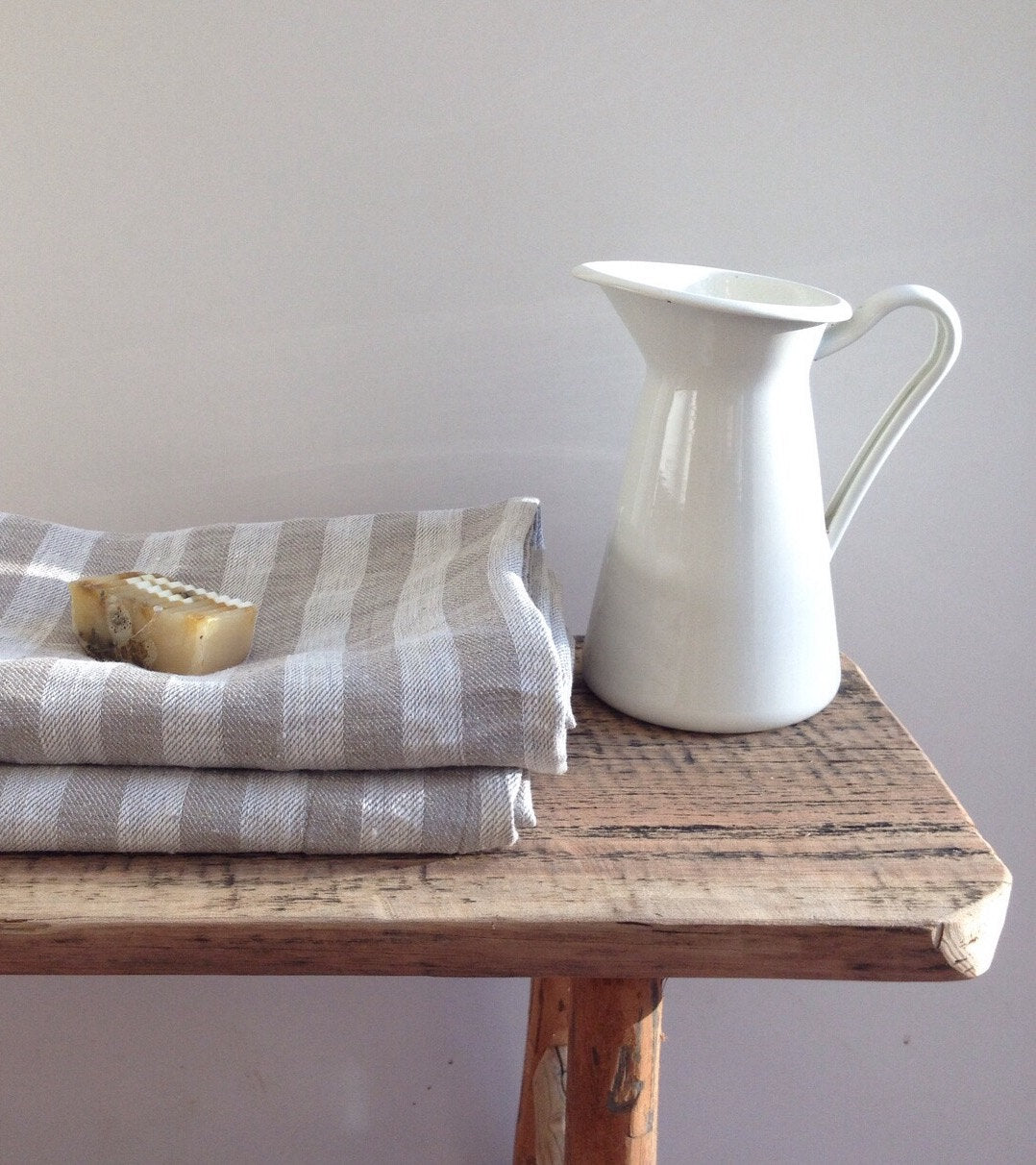 Large linen bath towels, Set of 2, striped natural bath towel for HIM, beach towel, massage towel, gift Christmas, mens gift, boyfriend gift