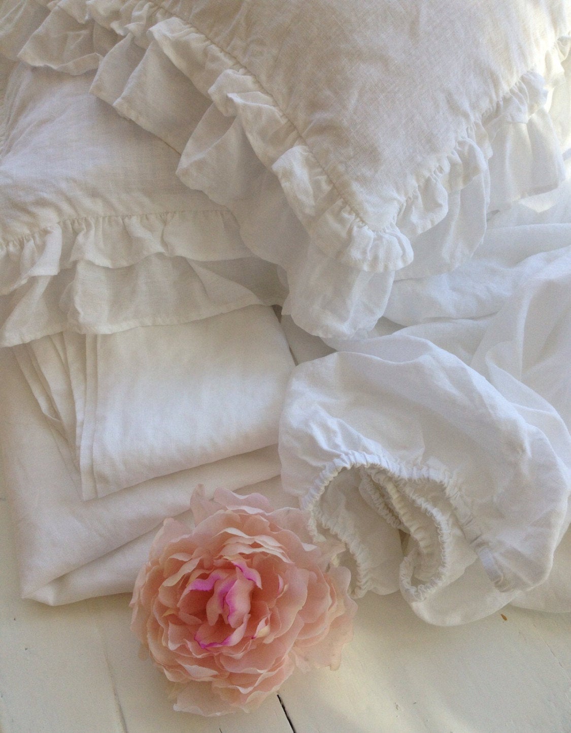 Linen Sheet Set White Linen Sheets Set from 100% pure linen white bedding set Queen King Double size by Linenbee natural sheet set linen