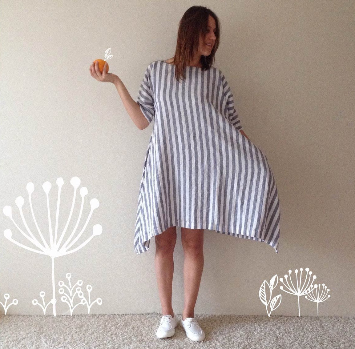 oversized linen dress pattern Linen Maxi Dress Sewing Pattern, Boho Loose Fit Dress, Women's Summer Dress, PDF Pattern, A-line Dress Pattern, Ruffle Sleeve