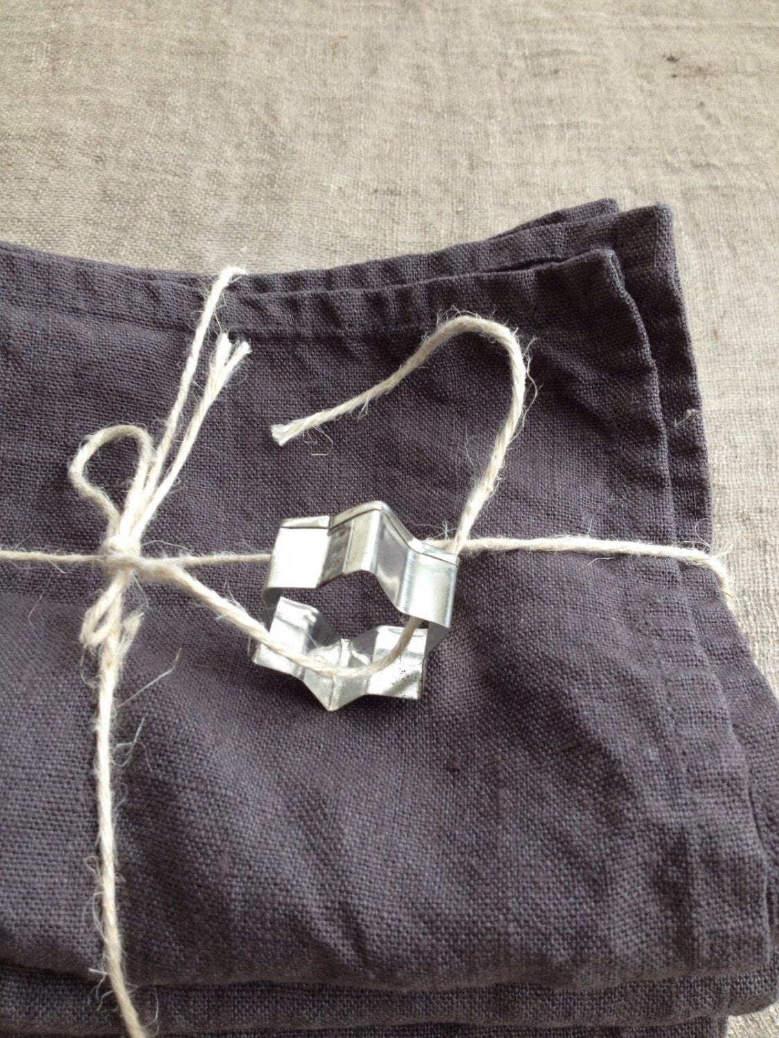 Linen Towels, Set of three Dark Grey Kitchen towels, dish towels, charcoal linen tea towels