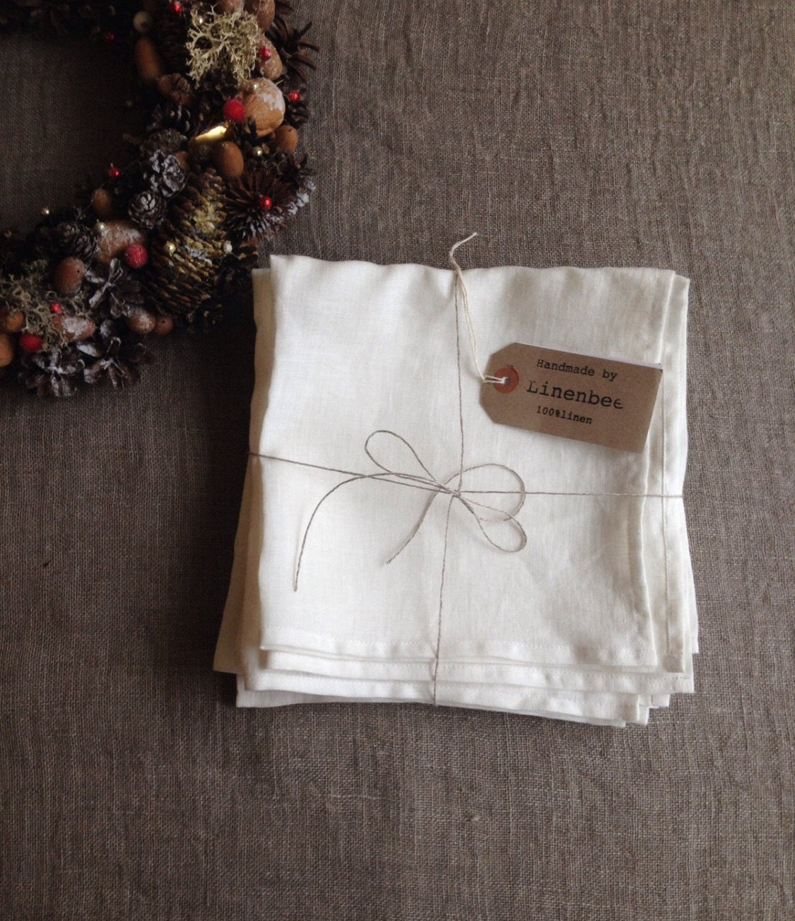 White Linen Napkins, Set of Four Cloth Napkins, Wedding Napkins, Stonewashed Linen Napkins, Cloth Dining Napkins, Large Napkins