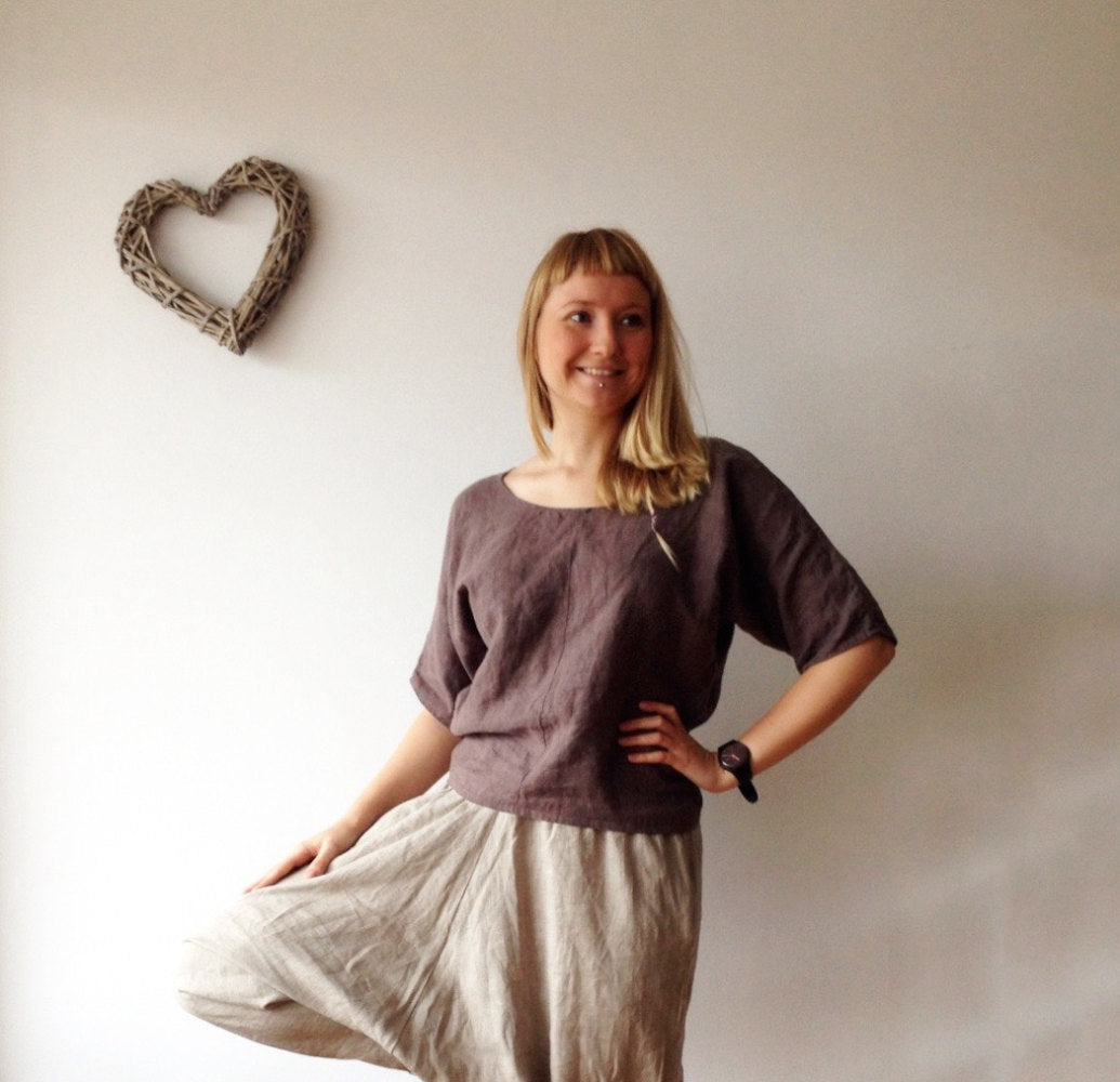 Linen Shirt Women, Shirt with Sleeves, Linen Top, Linen T Shirt, Linen Tee, Plus size shirt, Linen Blouse, Loose Linen Shirt, Plus size top