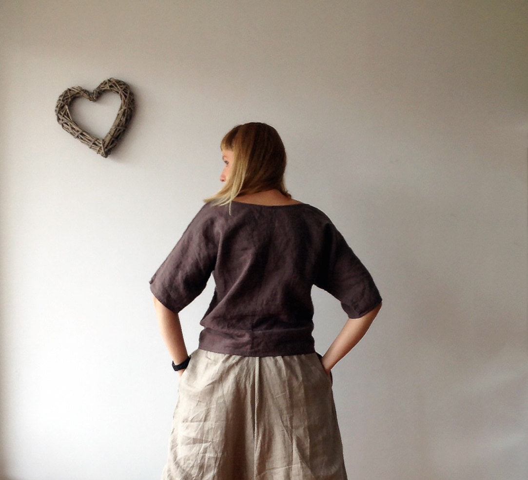 Linen Shirt Women, Shirt with Sleeves, Linen Top, Linen T Shirt, Linen Tee, Plus size shirt, Linen Blouse, Loose Linen Shirt, Plus size top