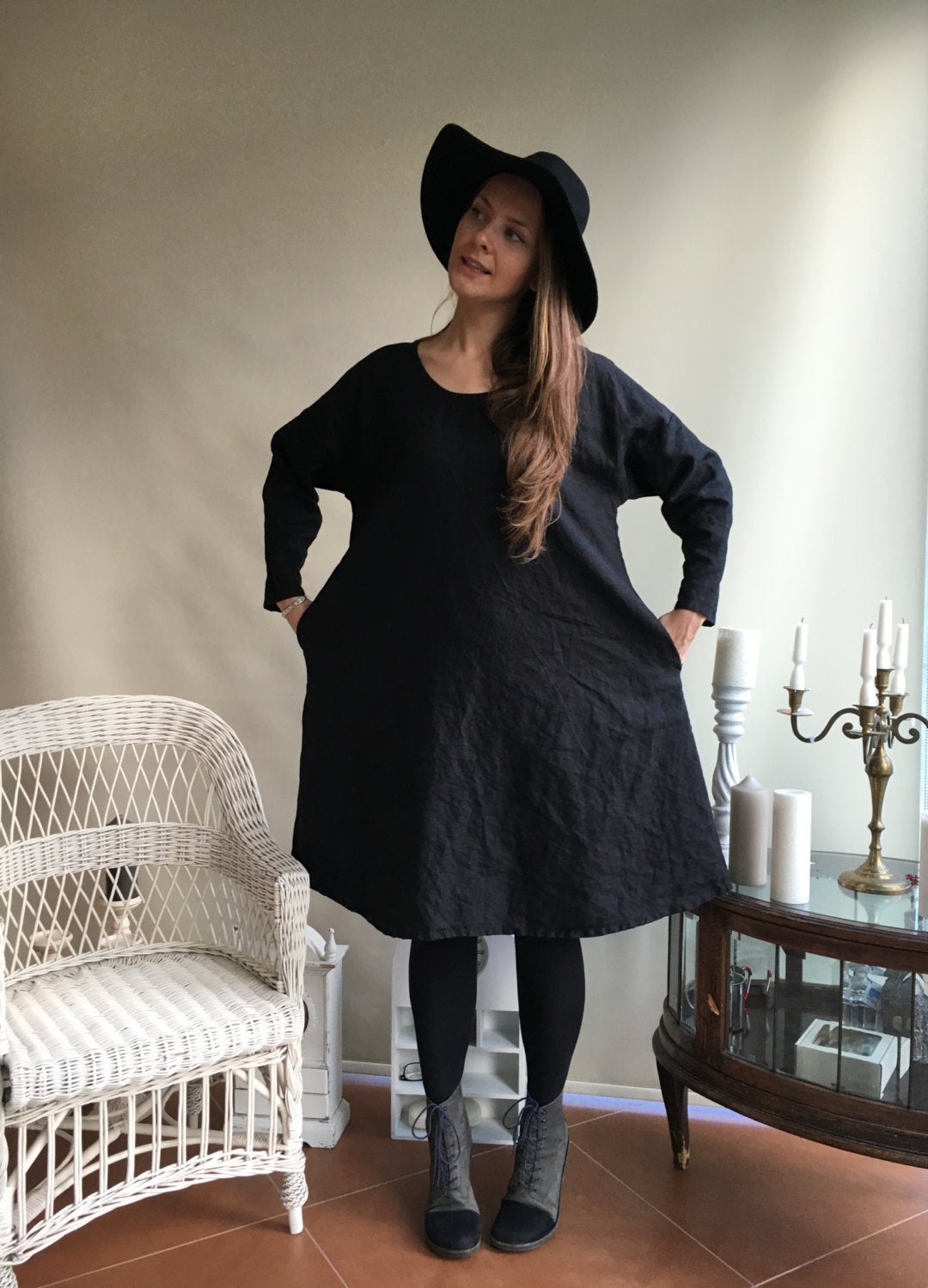 Linen Dress, Trapeze dress - Linenbee Linen Dress, Trapeze dress - Linenbee