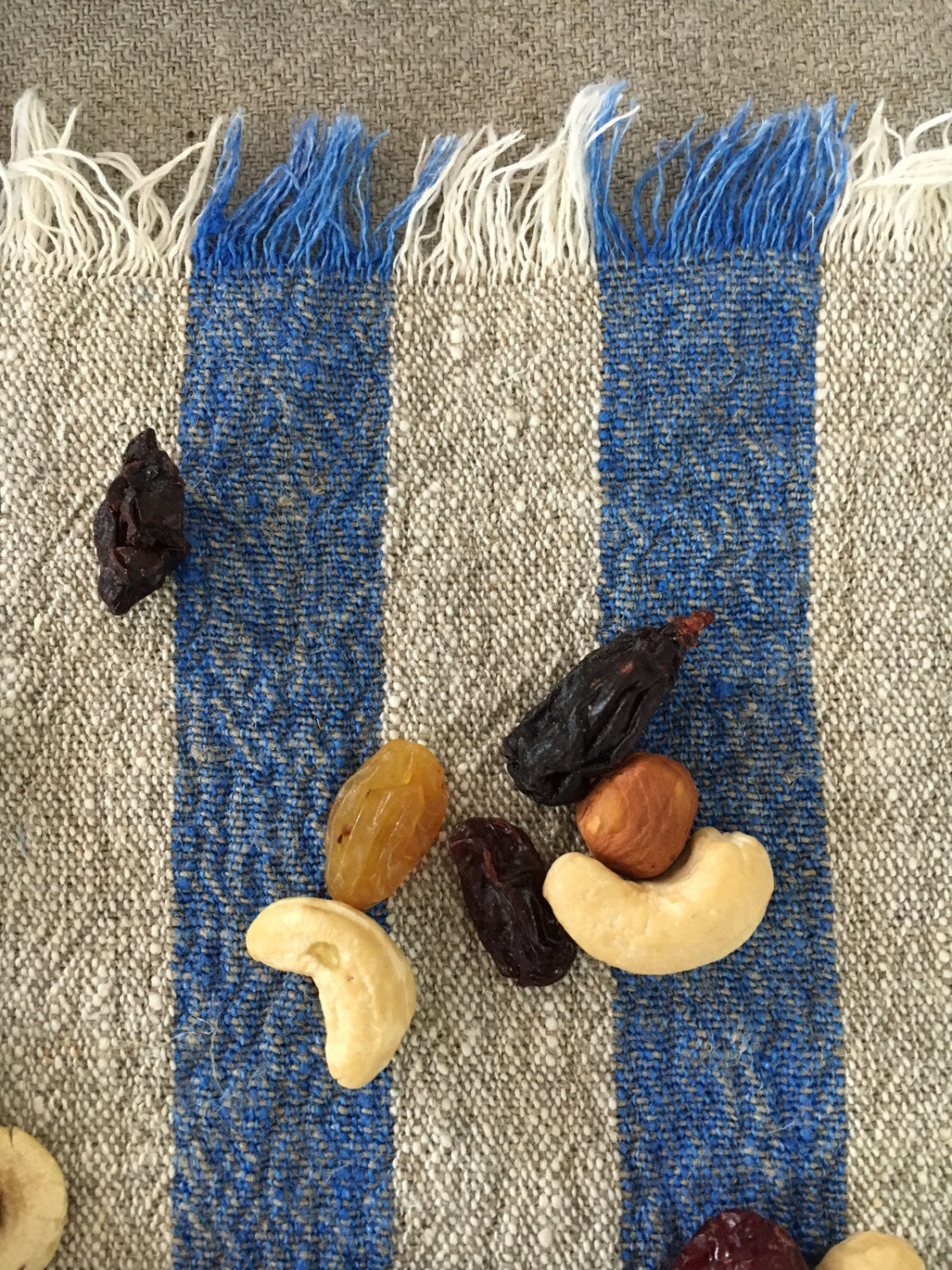 Linen placemats with blue stripes, set of 6 linen placemats, striped placemats, rustic placemats, country placemats, cloth placemats striped