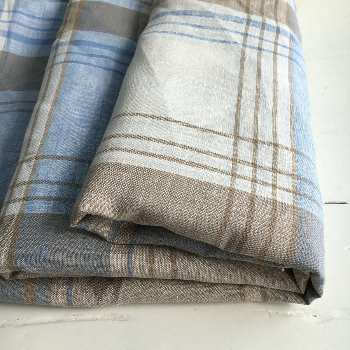 Linen tablecloth, Tartan tablecloth, rectangle tablecloth, checkered tablecloth, blue and brown tartan, square tablecloth, Extra large, wide