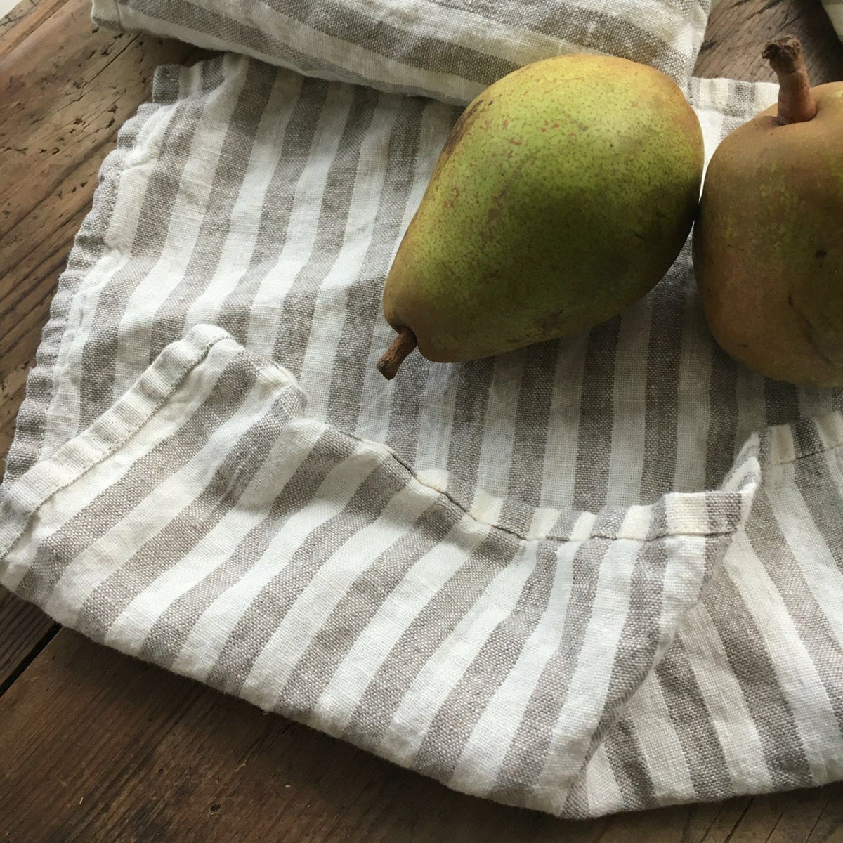 Linen Napkins, Set of 8 creamy white and greyish brown striped cloth napkins, cloth napkins, cloth dining napkins, striped napkins Linenbee