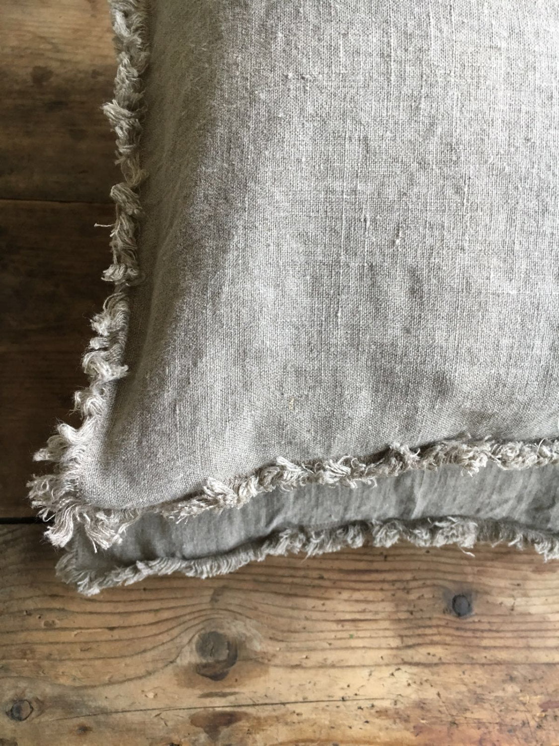 Set of Two Natural Linen Pillowcases with Frayed Edges, Frayed Pillowcases, Country Linen Pillowcases Sham, Queen, King, Standard Rustic