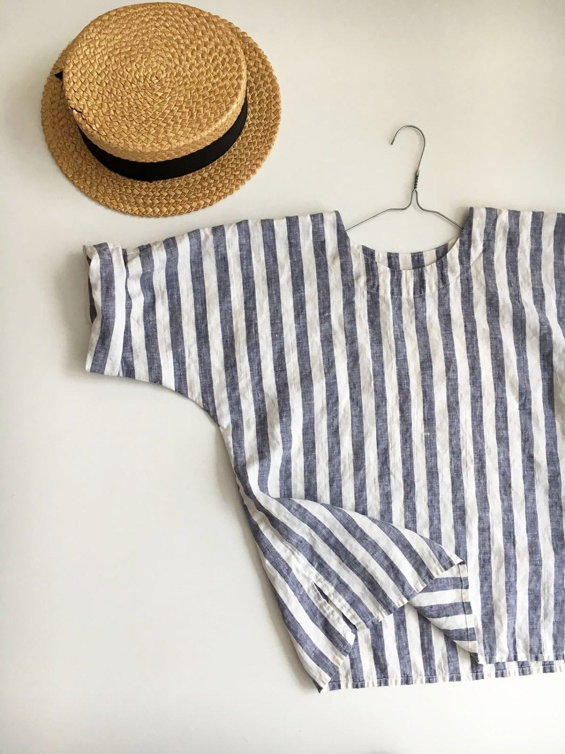 Linen Top, Linen Shirt Women, Shirt with Sleeves, Linen T Shirt, Linen Tee, Plus size shirt, Loose Shirt, Plus size top, Beach Vacation Navy