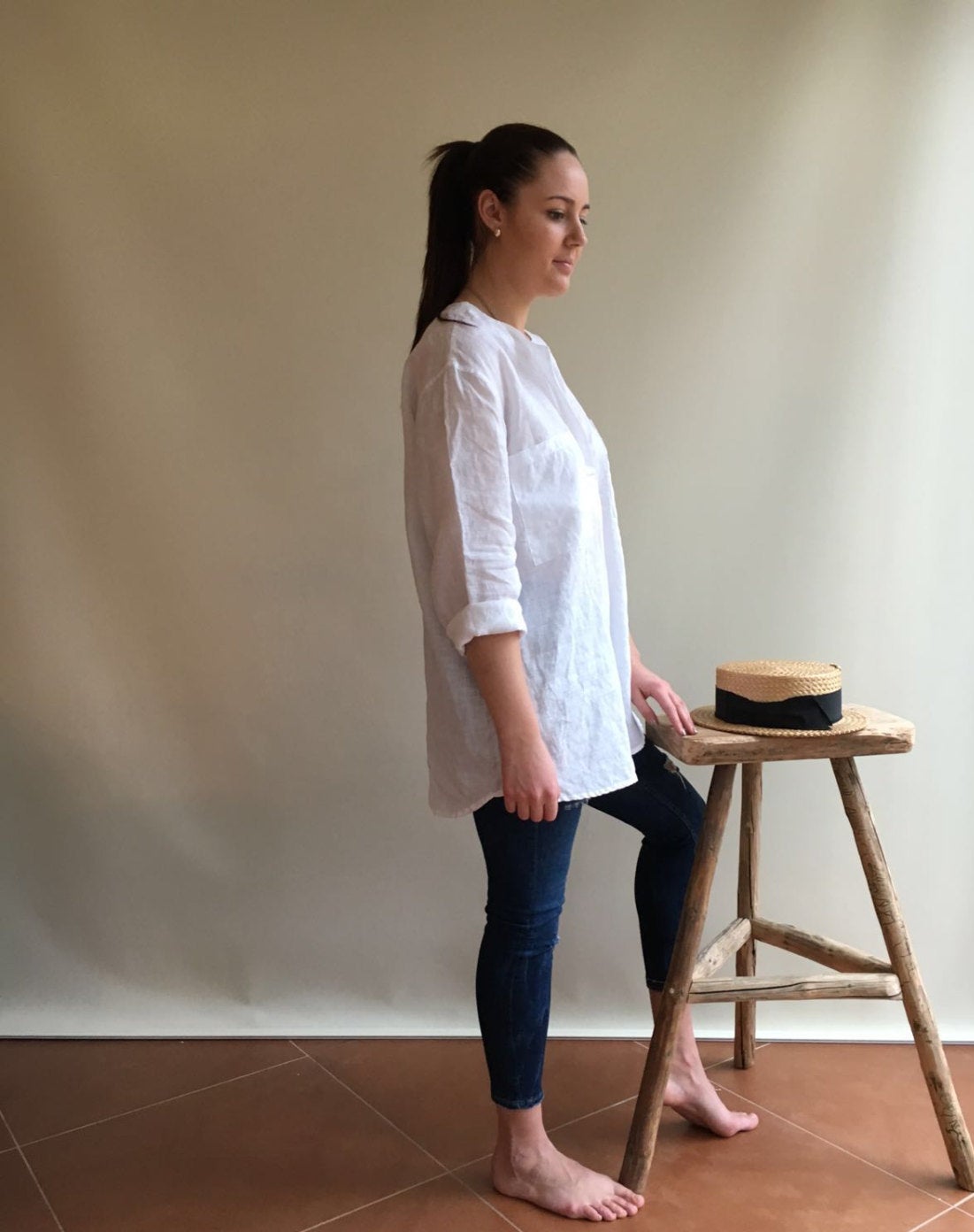 Linen Tunic Top, Linen Blouse, Loose Linen Shirt, Long Sleeves, White Linen Tunic, Boyfriend Shirt, White Linen Shirt, Plus Size Shirt