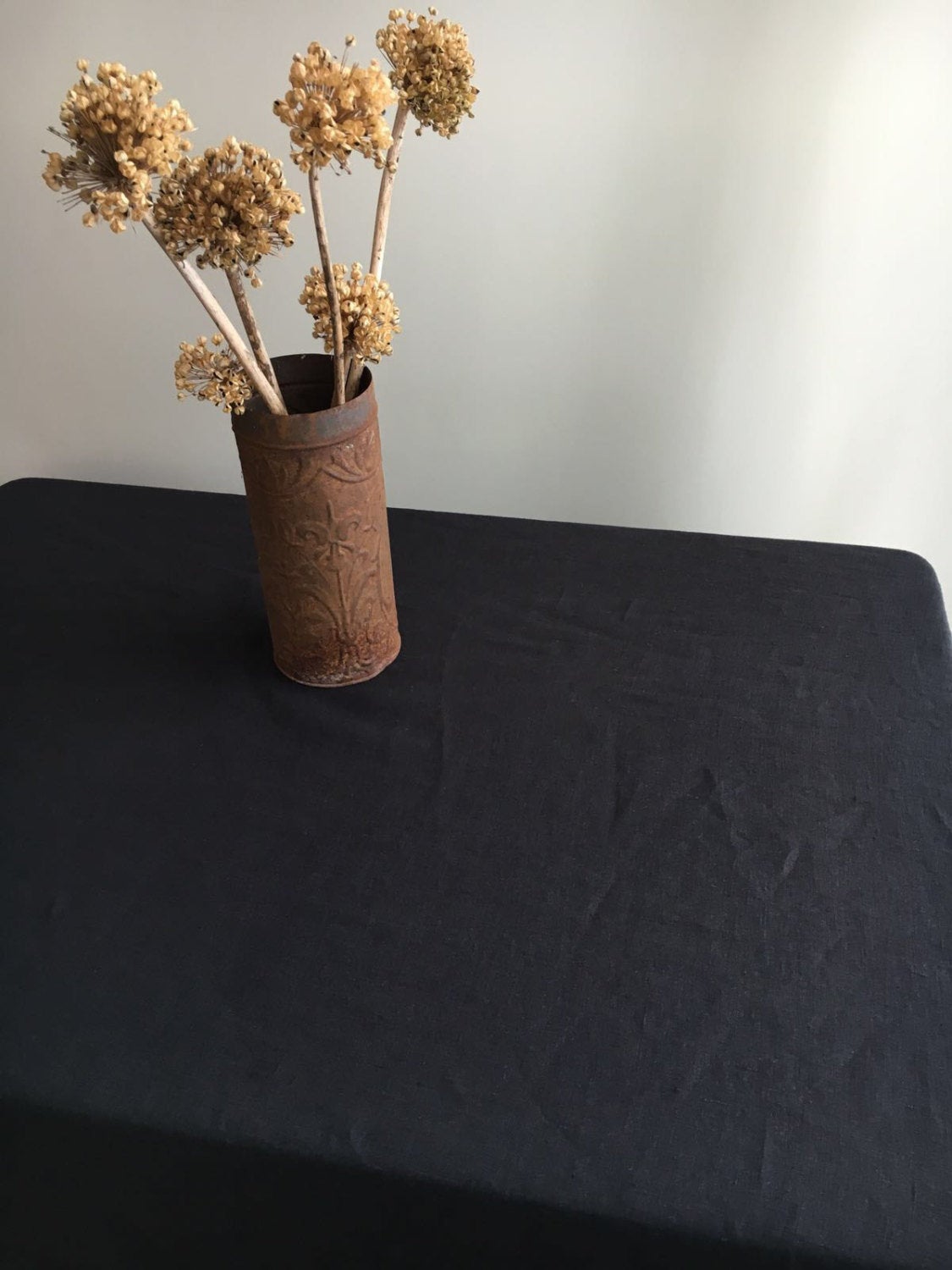 Black tablecloth, Black Linen tablecloth, Rectangle Tablecloth from Pure linen, linen tablecloth, oval, square tablecloth, dark tablecloth