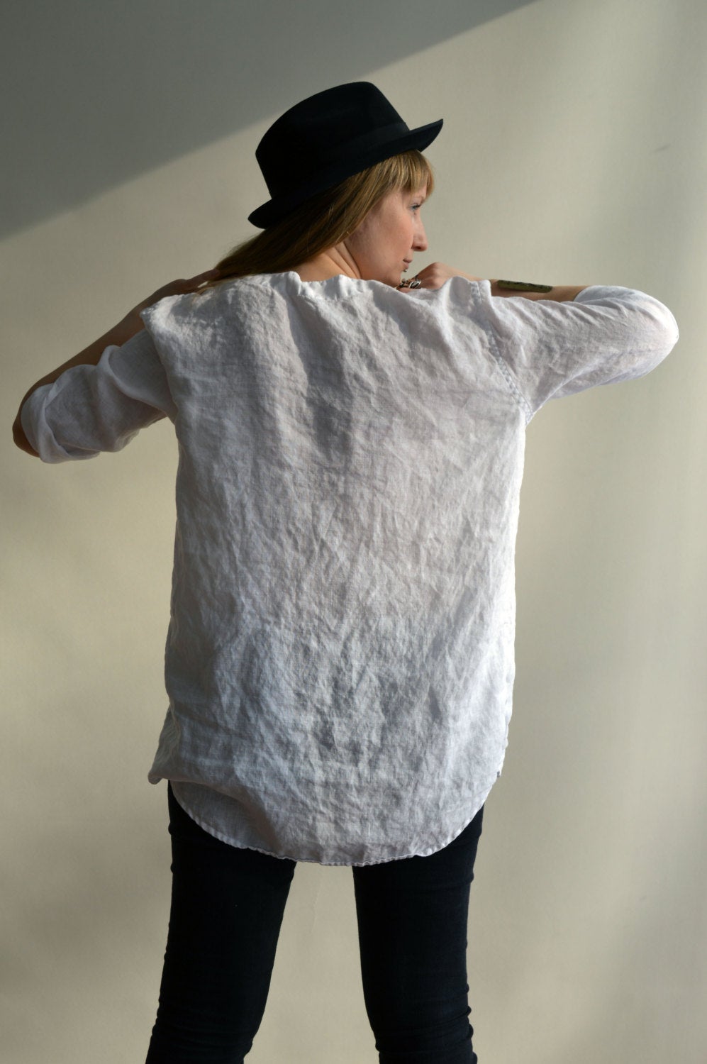 Beach Shirt, Loose Linen Shirt, Long Sleeves, White Linen Tunic, Boyfriend Shirt, White Shirt, Plus Size Shirt, Tunic Top, Linen Blouse