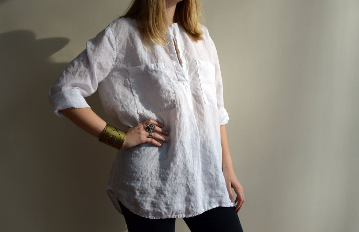 Beach Shirt, Loose Linen Shirt, Long Sleeves, White Linen Tunic, Boyfriend Shirt, White Shirt, Plus Size Shirt, Tunic Top, Linen Blouse