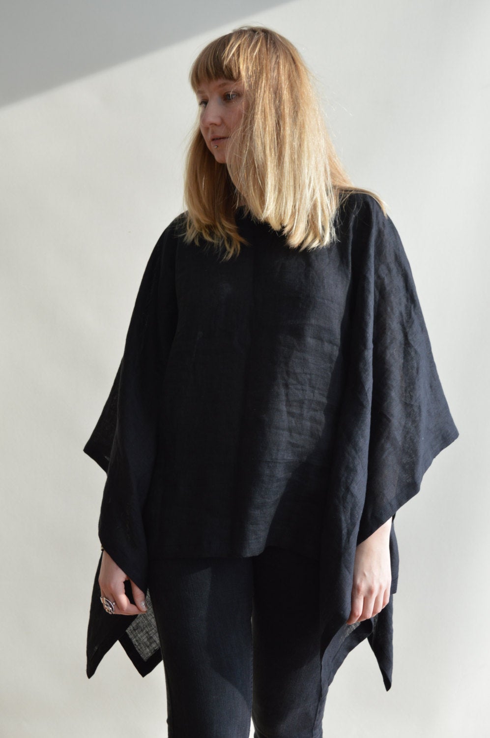 Linen Kimono Top, Poncho Top, Loose Linen Top, Lightweight poncho, Womens poncho, Boho Poncho, Boho Top, Kimono Top Linen Cover up Plus size