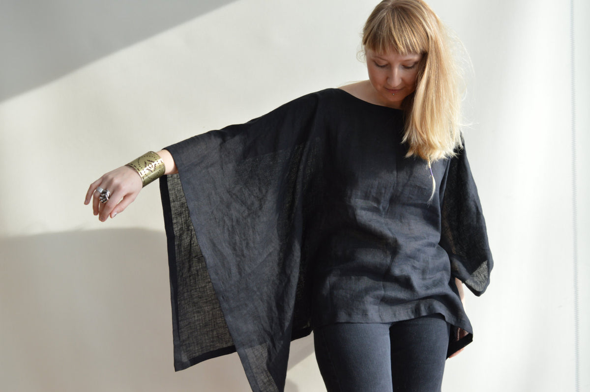 Linen Kimono Top, Poncho Top, Loose Linen Top, Lightweight poncho, Womens poncho, Boho Poncho, Boho Top, Kimono Top Linen Cover up Plus size