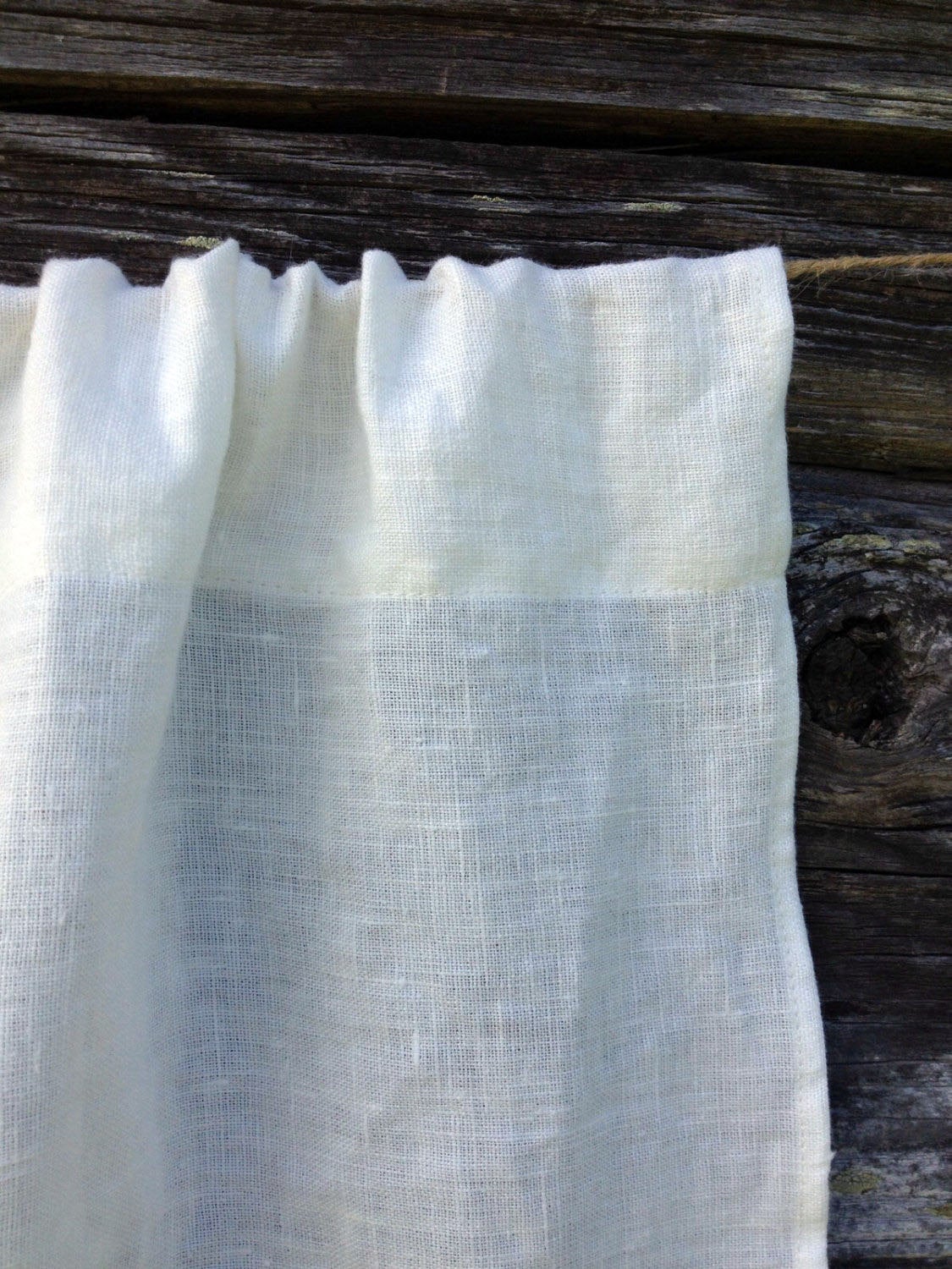 Linen Cafe Curtain, White Linen Curtain Panel French Country Cafe Curtain with Ruffle, Shabby Chic Curtains, Linen Valance Privacy Curtain
