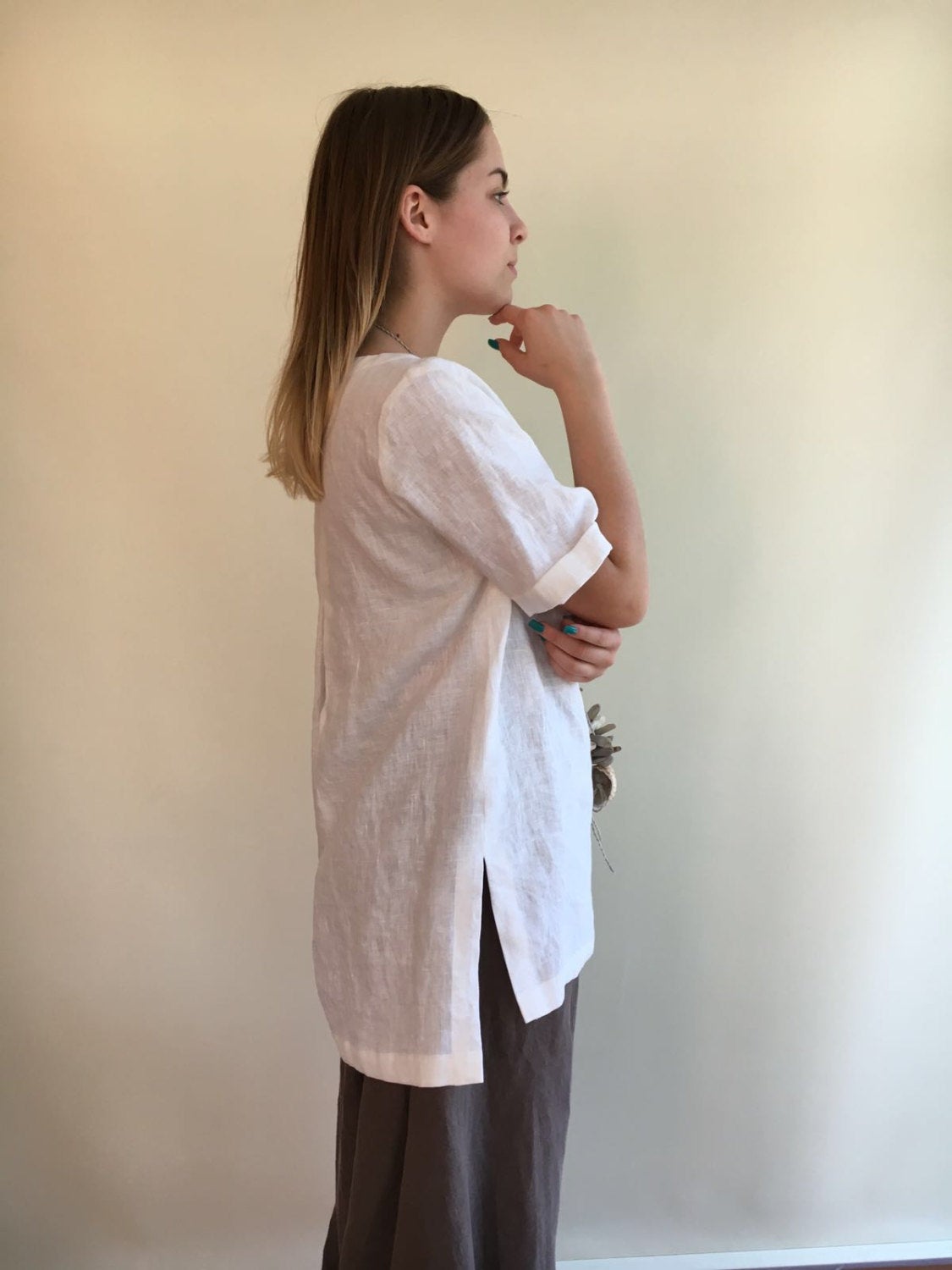 Long Linen Shirt, Beach Shirt, Loose Linen Shirt, White Linen Tunic, Plus Size Top, Tunic Top, Linen Shirt, Plus size top, Plus size Tunic