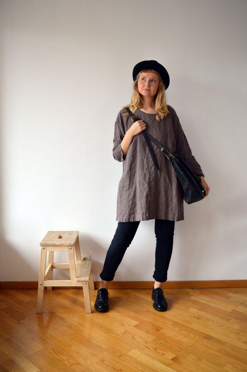 Plus size tunic, Oversized Tunic, Linen Tunic Dress, Womens tunic, Tunic tops, loose linen tunics for women, plus size clothing, tunic tops