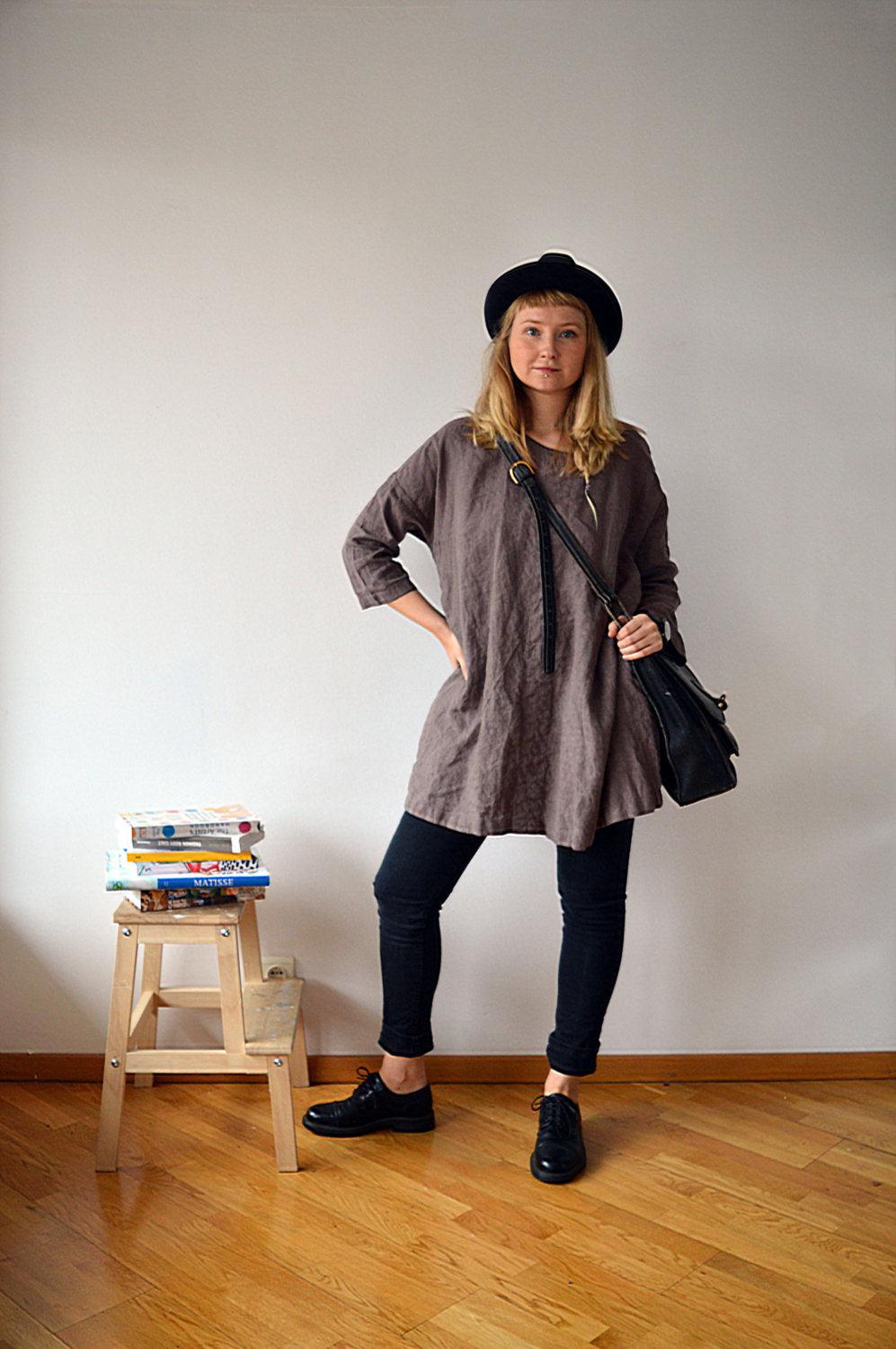 Plus size tunic, Oversized Tunic, Linen Tunic Dress, Womens tunic, Tunic tops, loose linen tunics for women, plus size clothing, tunic tops